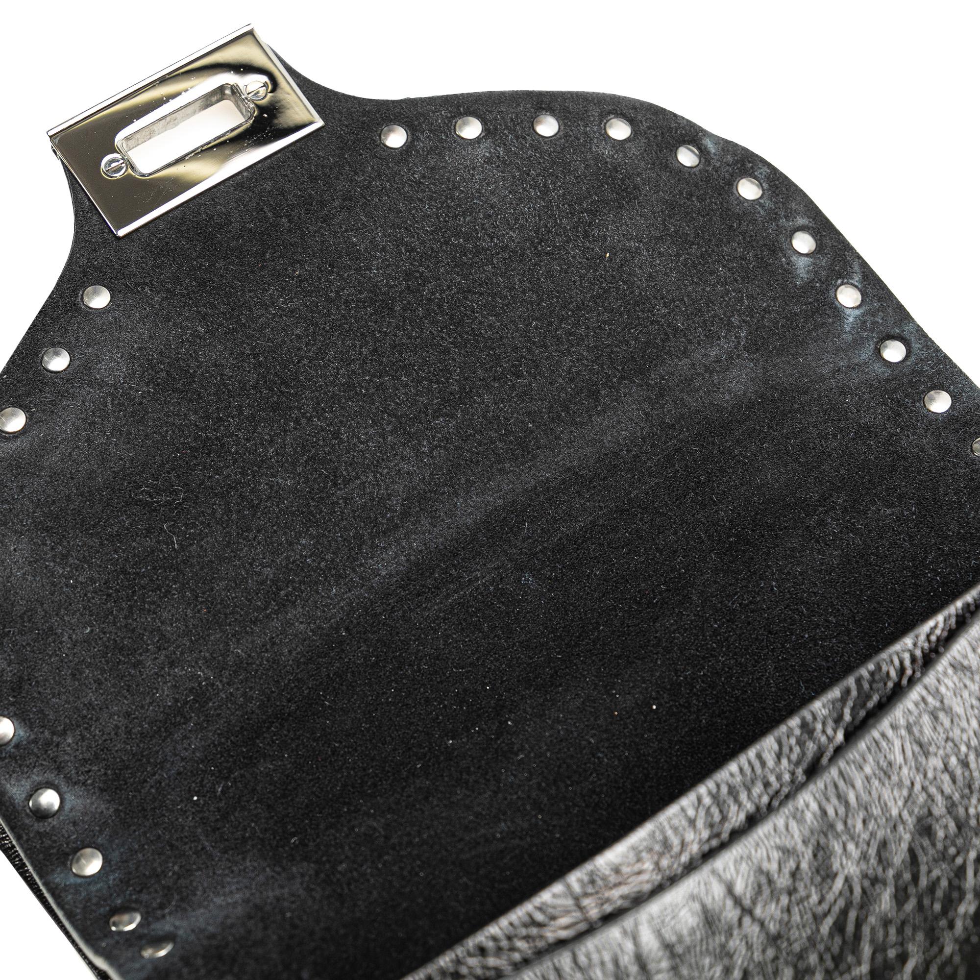 Valentino Craquele Calfskin Guitar Strap Rockstud Rolling Flap Crossbody
