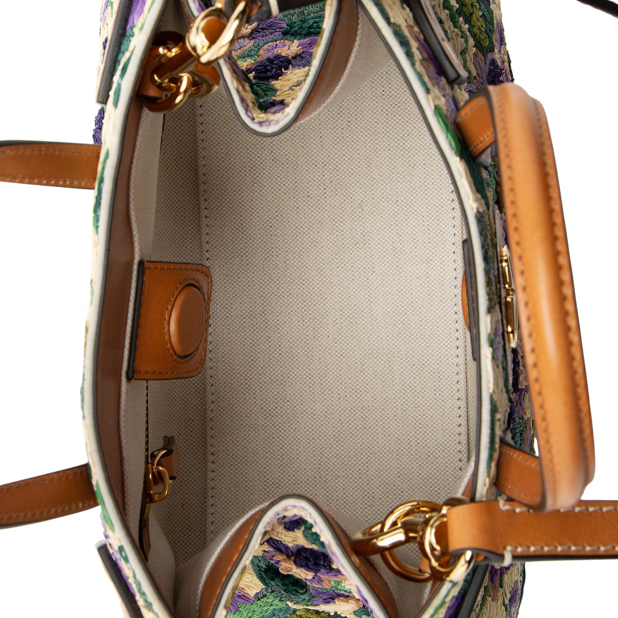 Valentino Raffia Floral Embroidered Antibes Small Tote