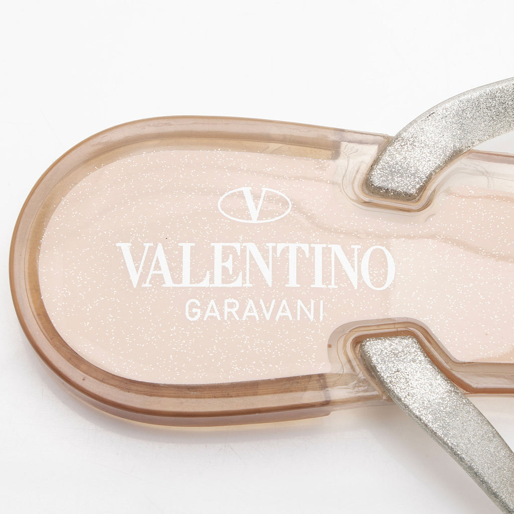 Valentino Glitter Rockstud Jelly Bow Sandals - Size 8 / 38