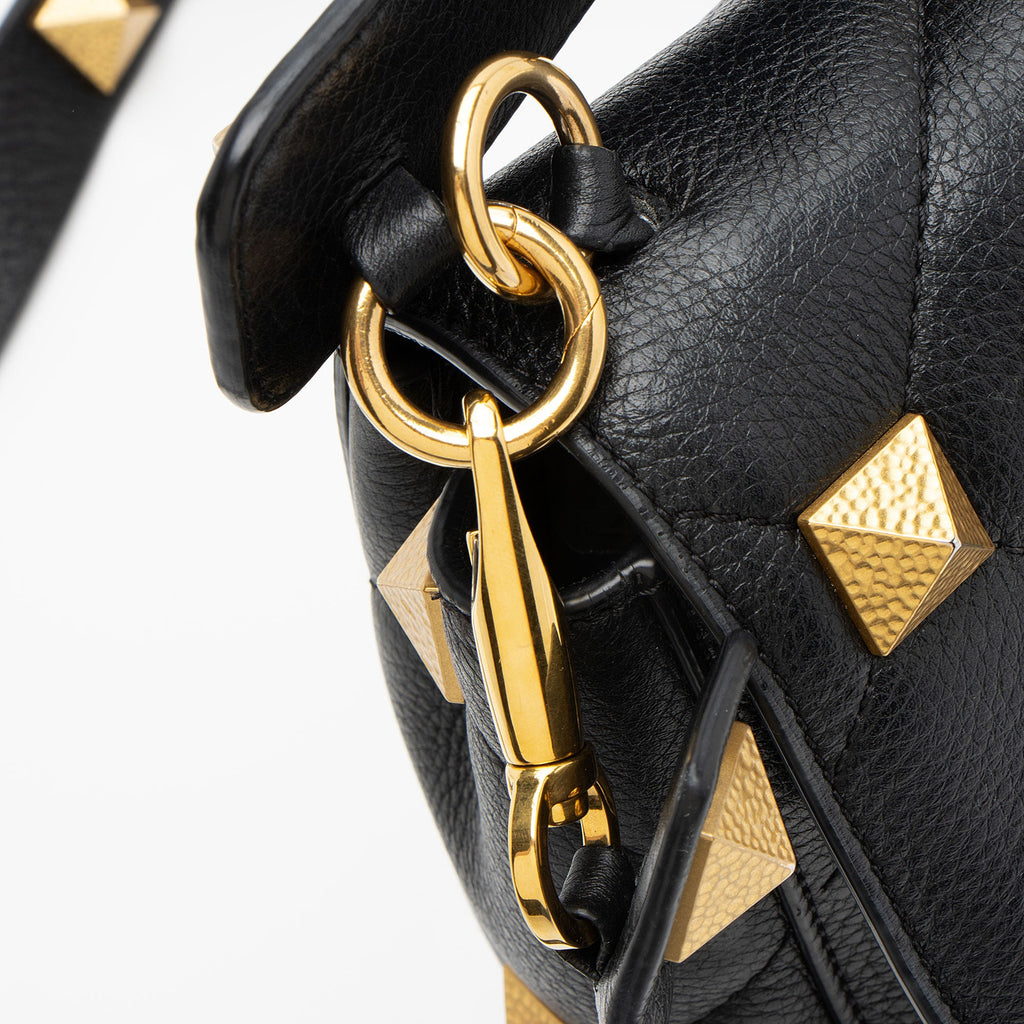 Valentino Grained Calfskin Roman Stud Medium Shoulder Bag