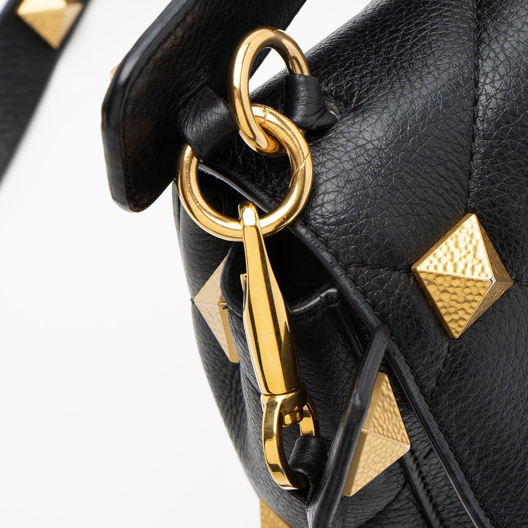 Valentino Grained Calfskin Roman Stud Medium Shoulder Bag