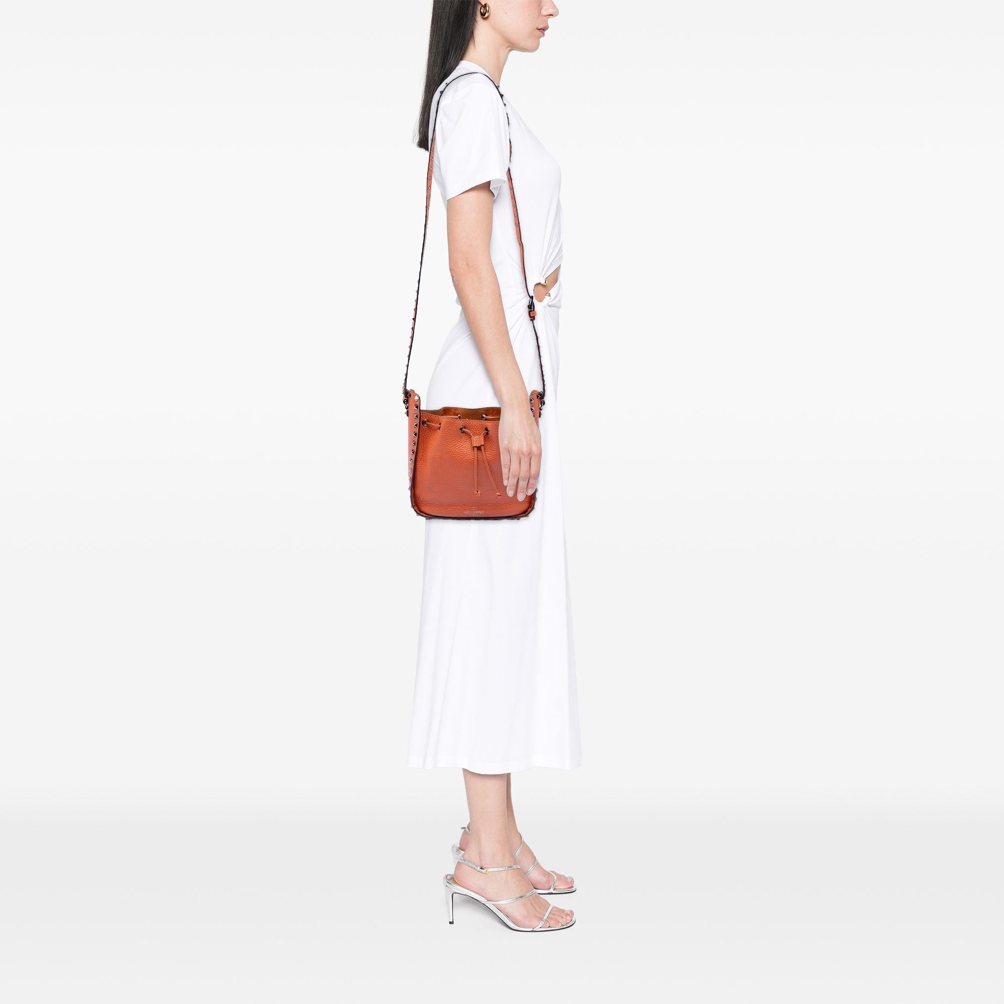 Valentino Grained Calfskin Rockstud Bucket Bag