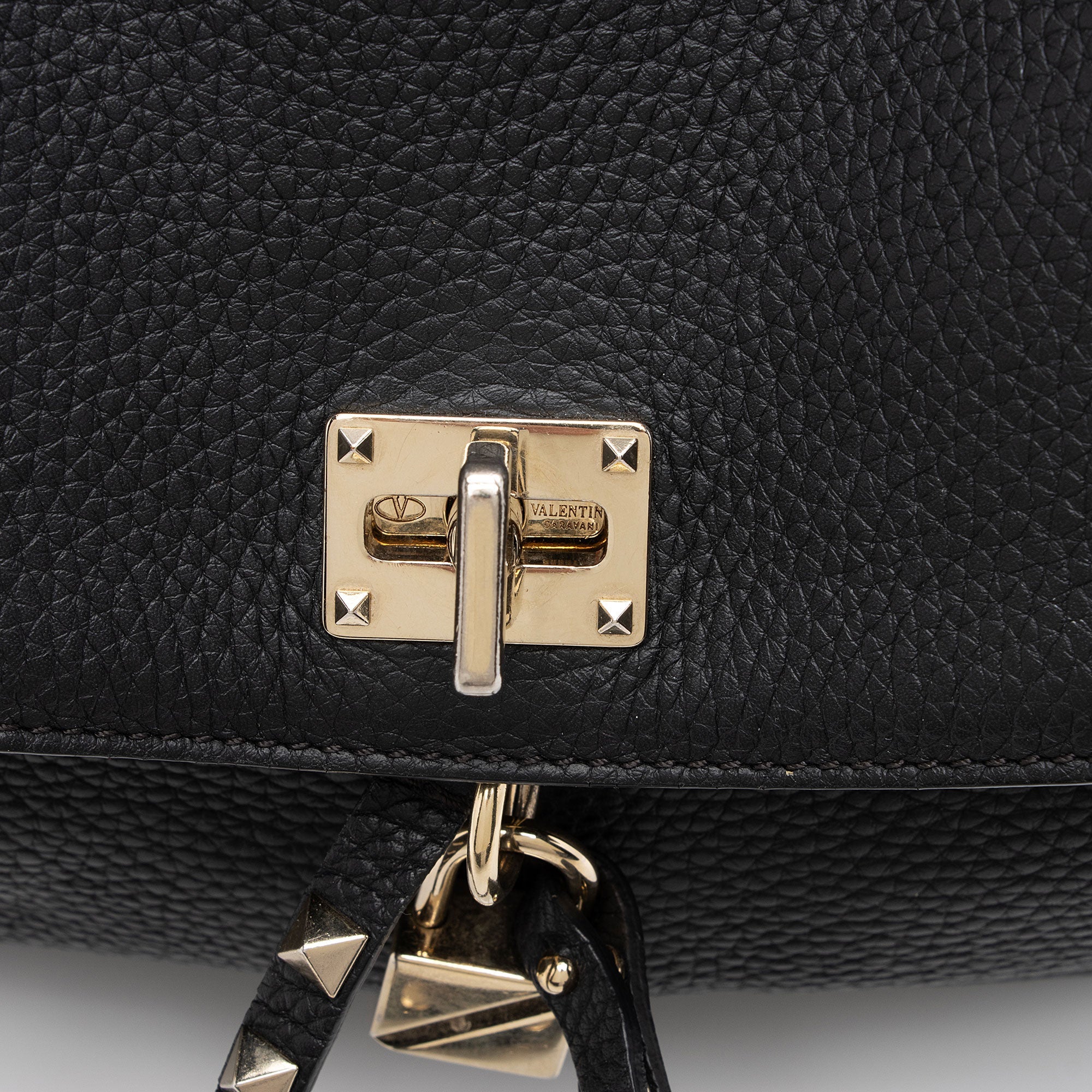 Valentino Grained Calfskin Rockstud Twiny Top Handle
