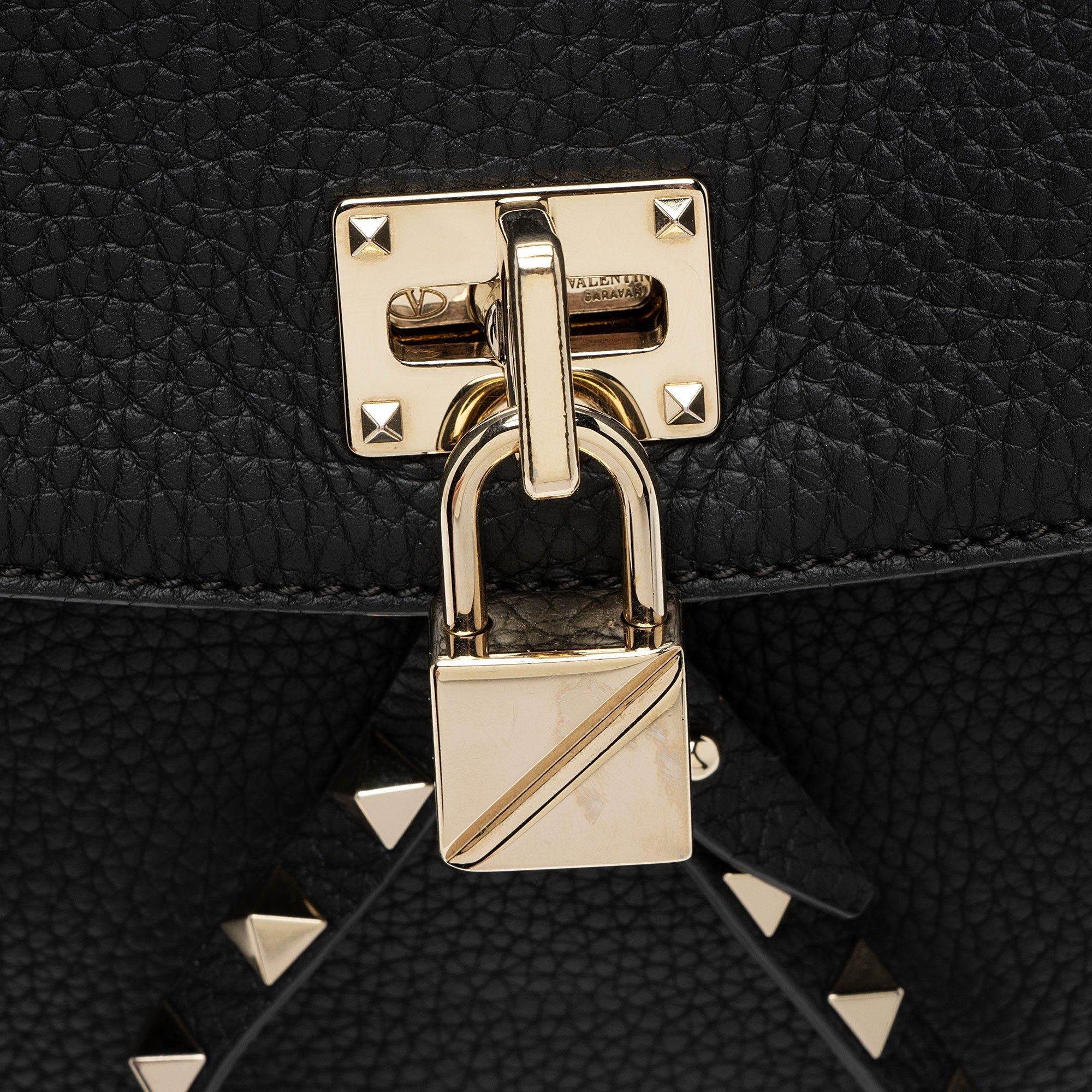 Valentino Grained Calfskin Rockstud Twiny Top Handle (SHF-pZLIQl)