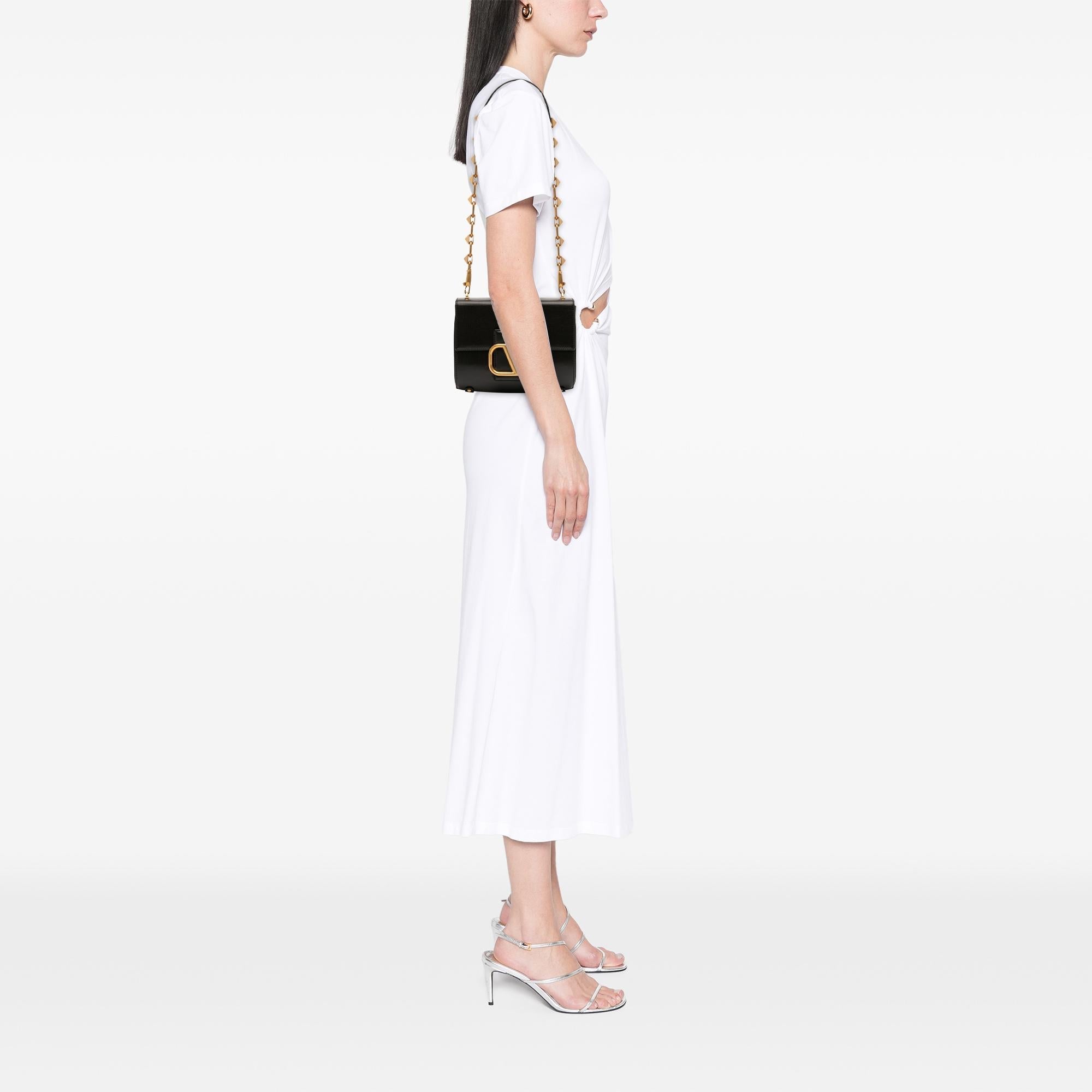 Valentino Grained Calfskin Stud Sign Shoulder Bag