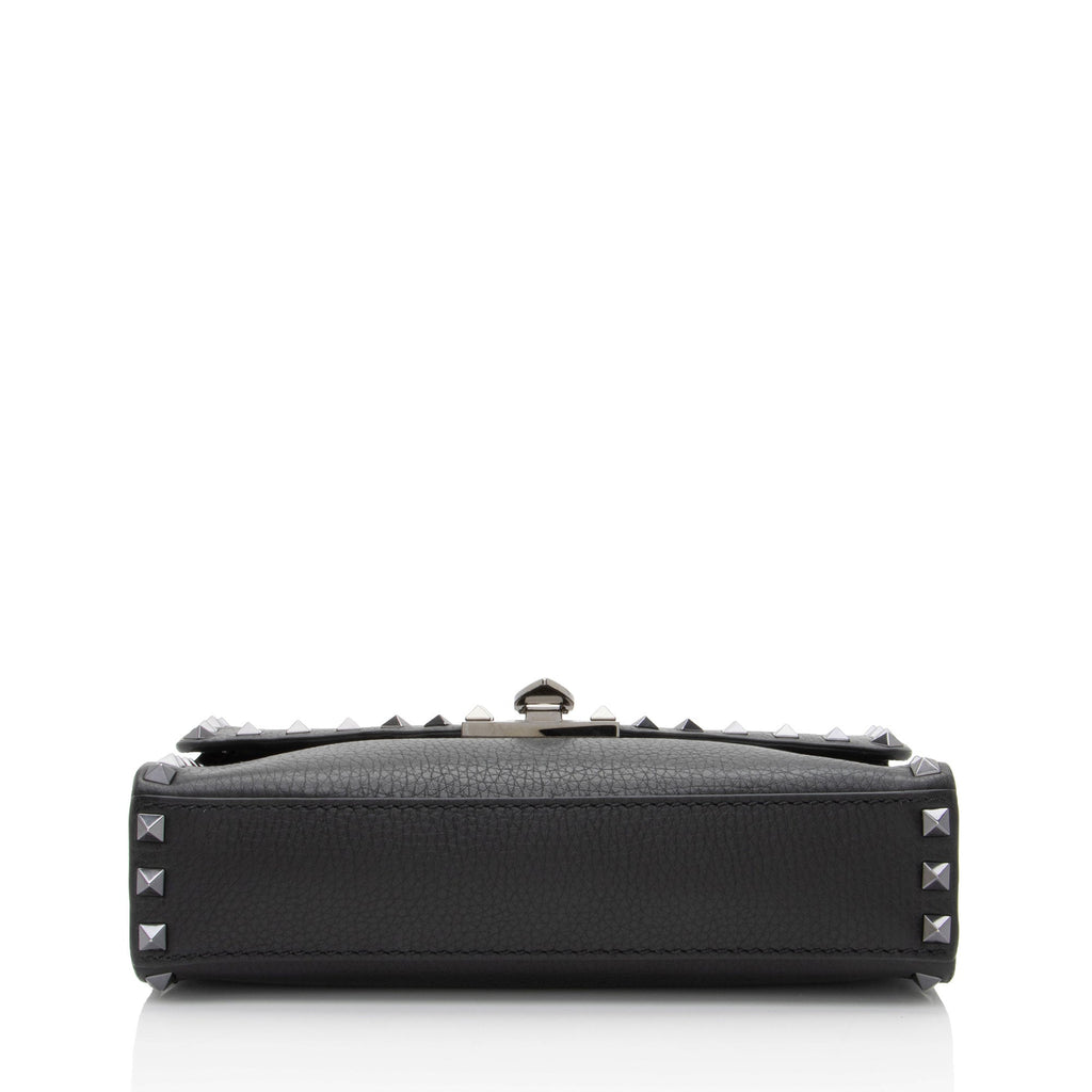 Valentino Grainy Calfskin Rockstud Flip Lock Flap Small Crossbody