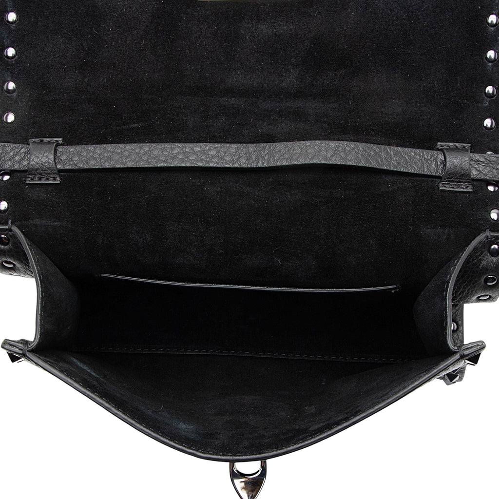 Valentino Grainy Calfskin Rockstud Flip Lock Flap Small Crossbody