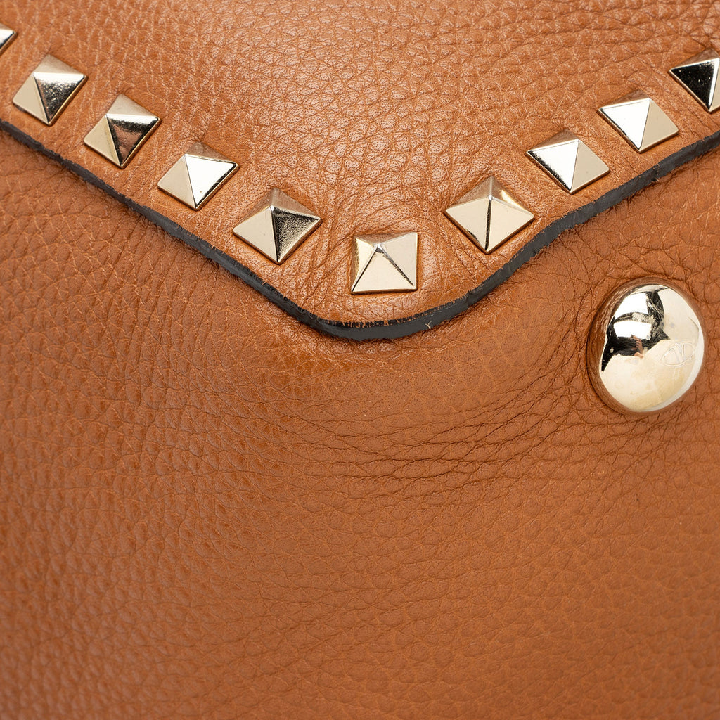 Valentino Grainy Calfskin Rockstud Medium Tote (SHF-EnAOS2)
