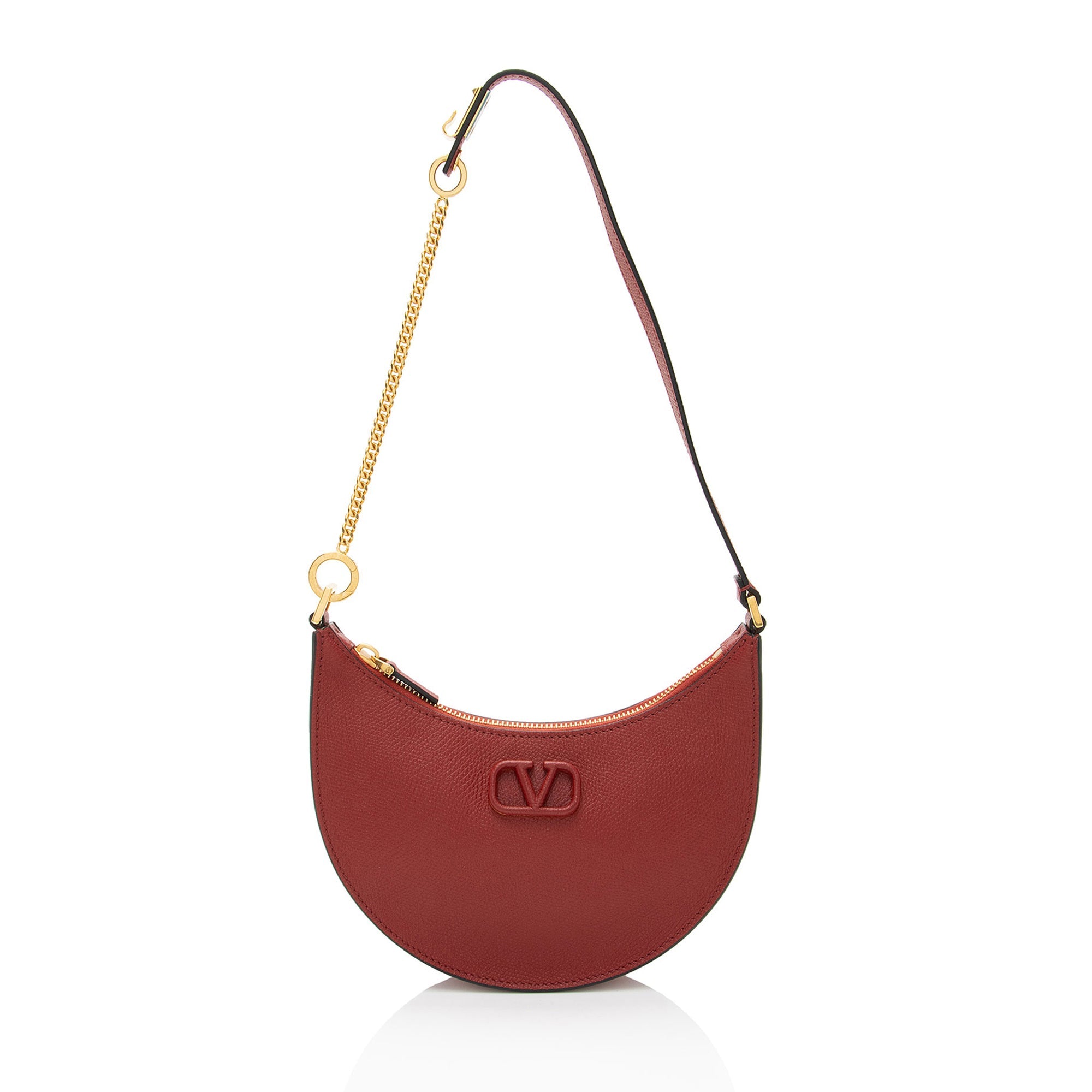Valentino Grainy Calfskin VLogo Moon Mini Chain Hobo