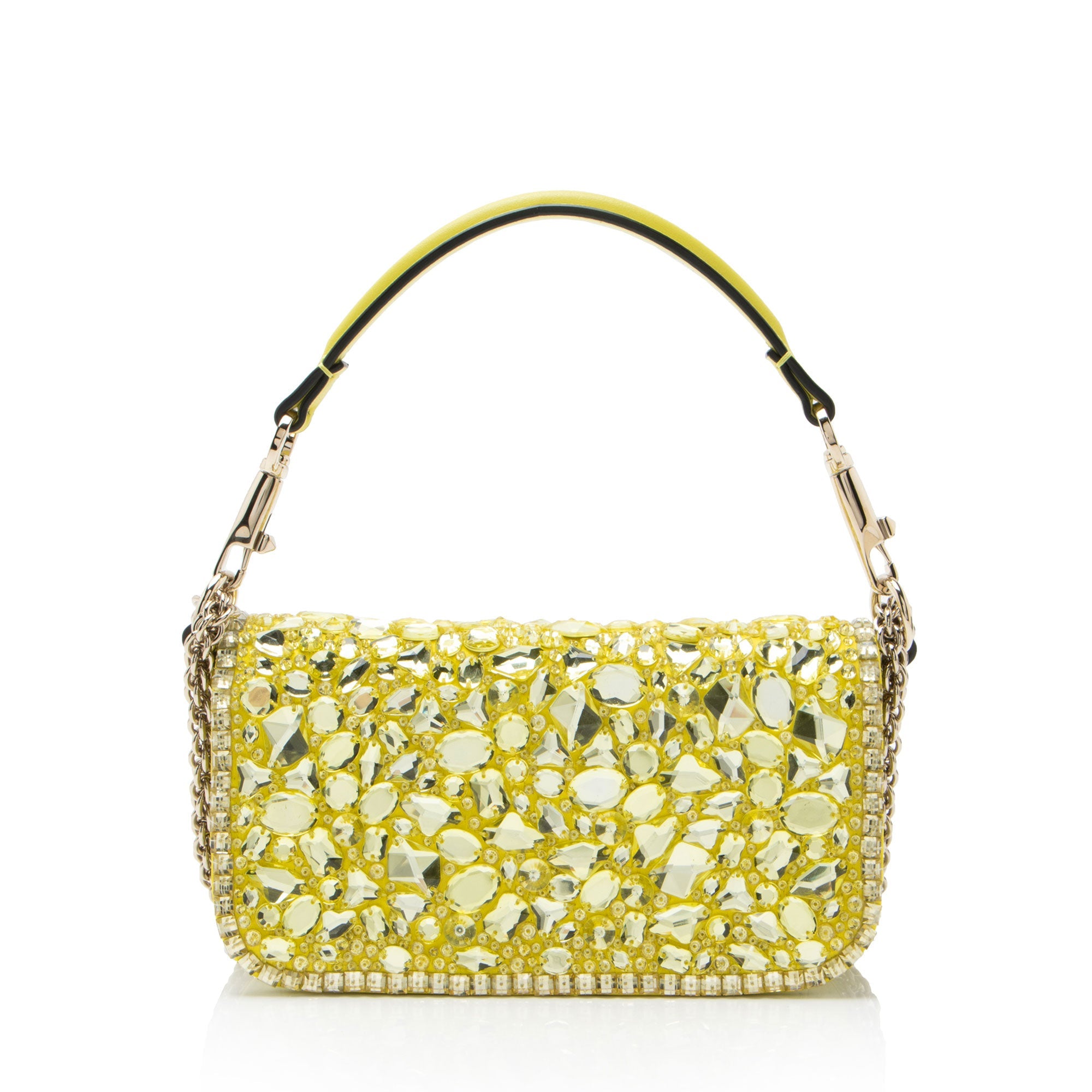 Valentino Lambskin Crystal Embellished Vlogo Loco Small Shoulder Bag