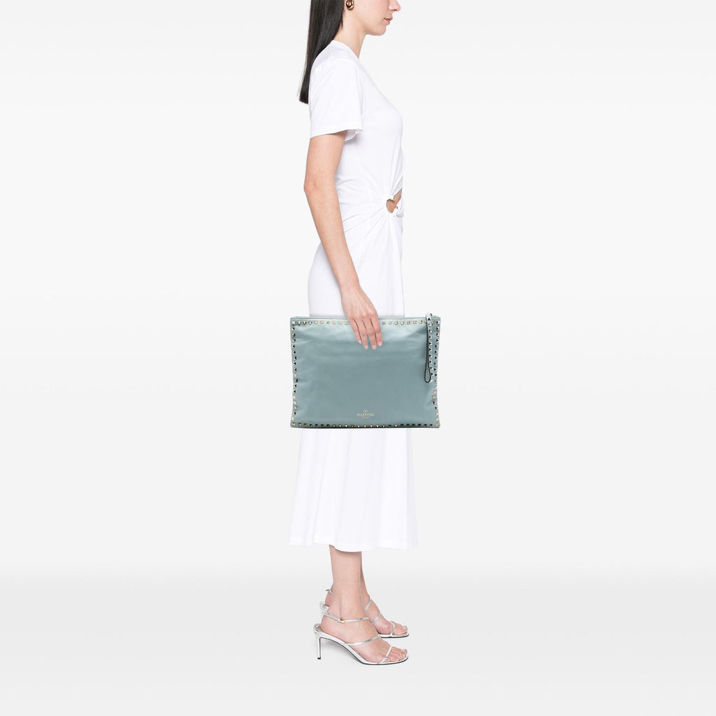 Valentino Large Leather Rockstud Clutch