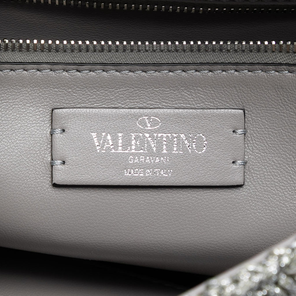Valentino Large Metallic Knit Roman Stud Satchel