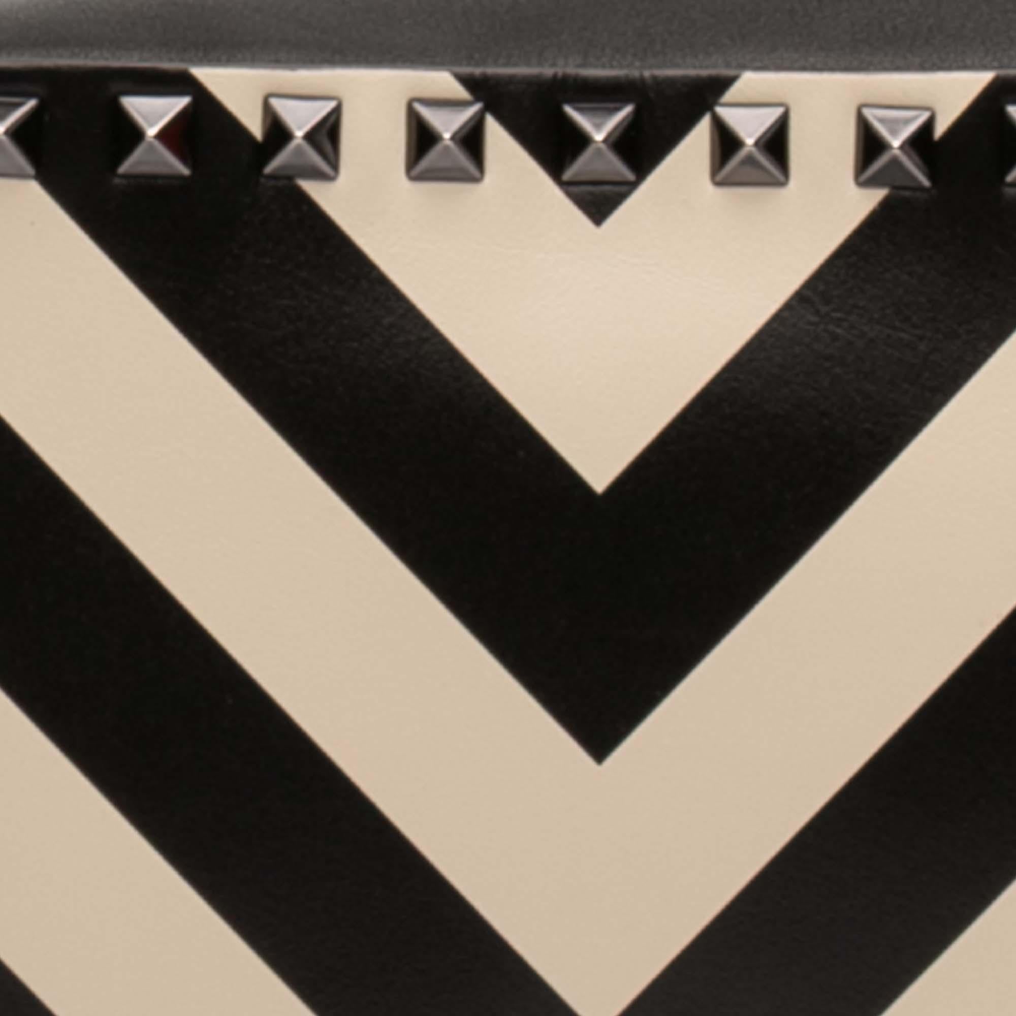 Valentino Leather Chevron Print Rockstud Camera Bag
