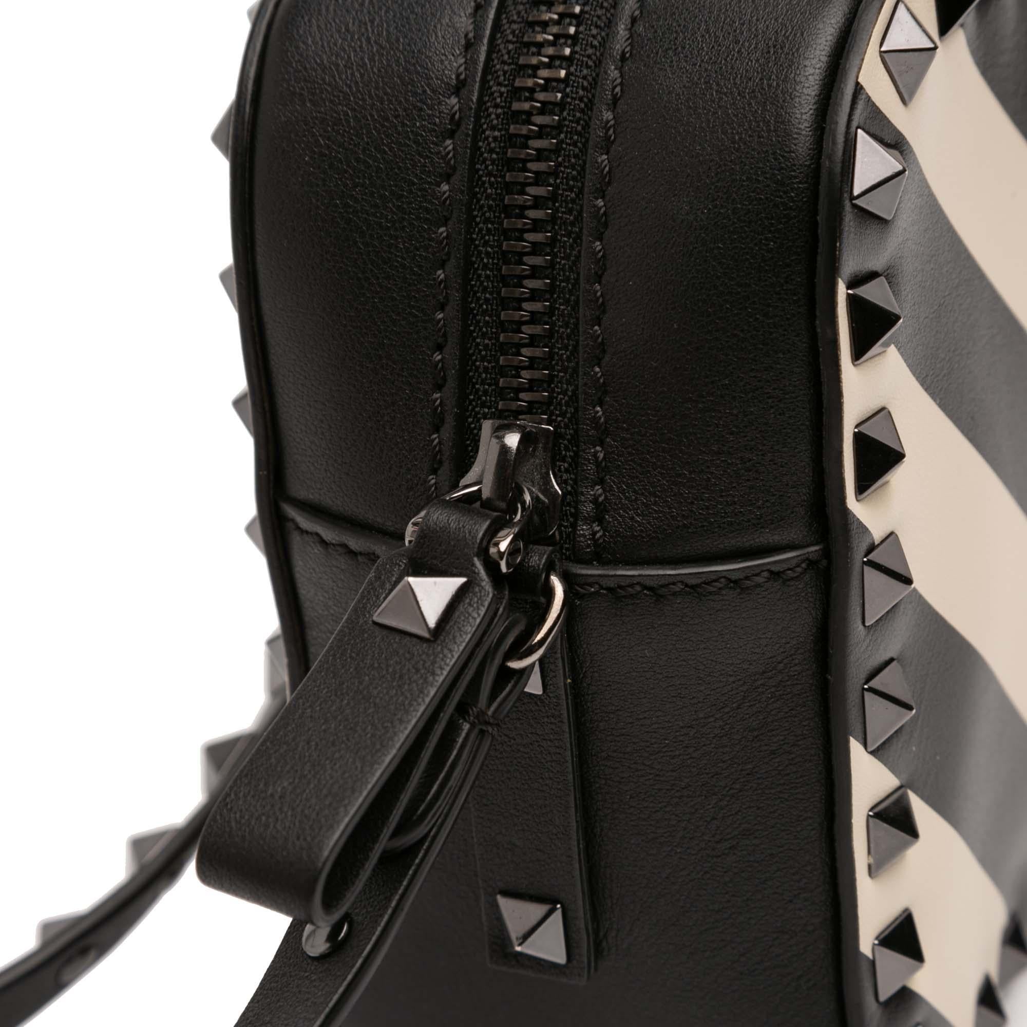 Valentino Leather Chevron Print Rockstud Camera Bag