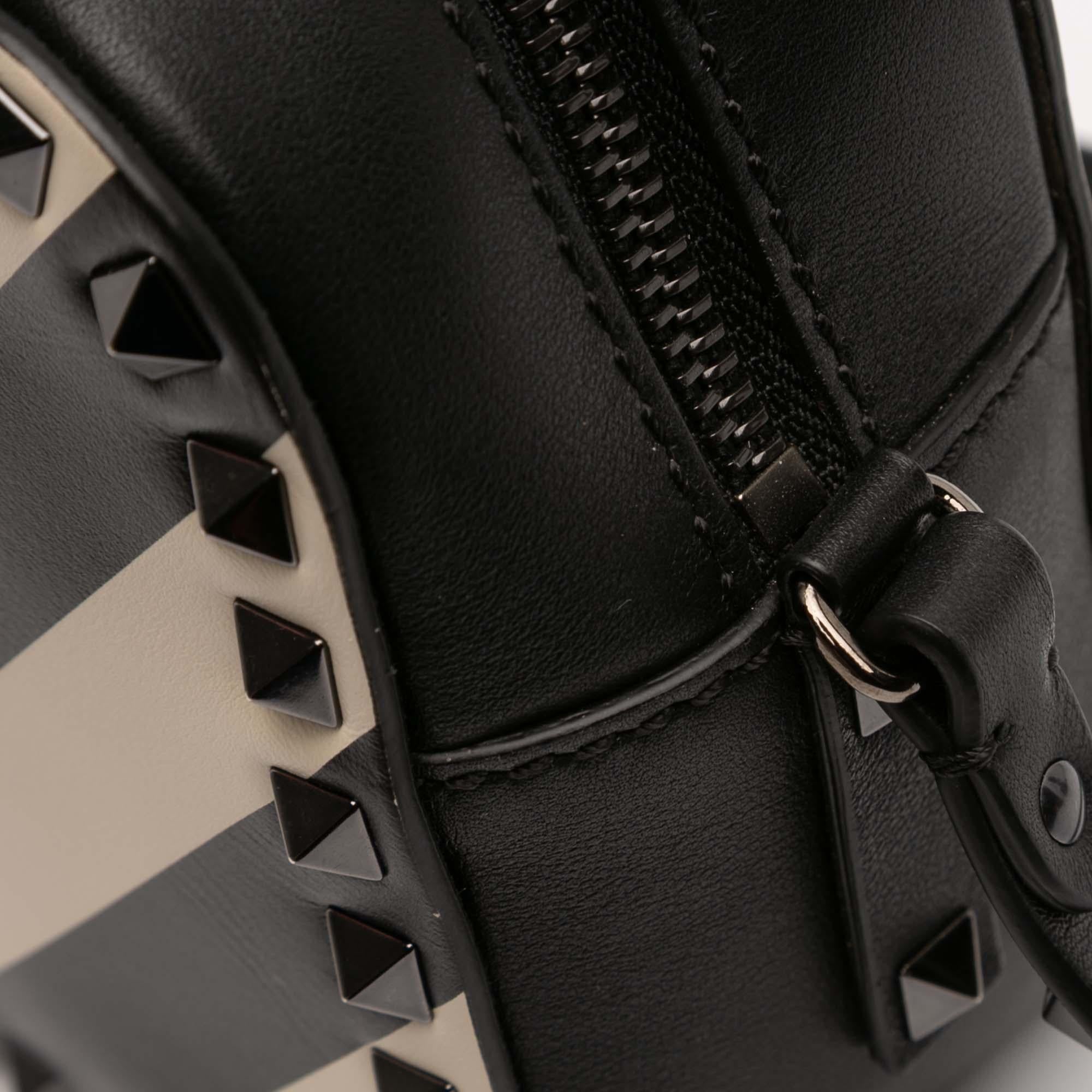 Valentino Leather Chevron Print Rockstud Camera Bag