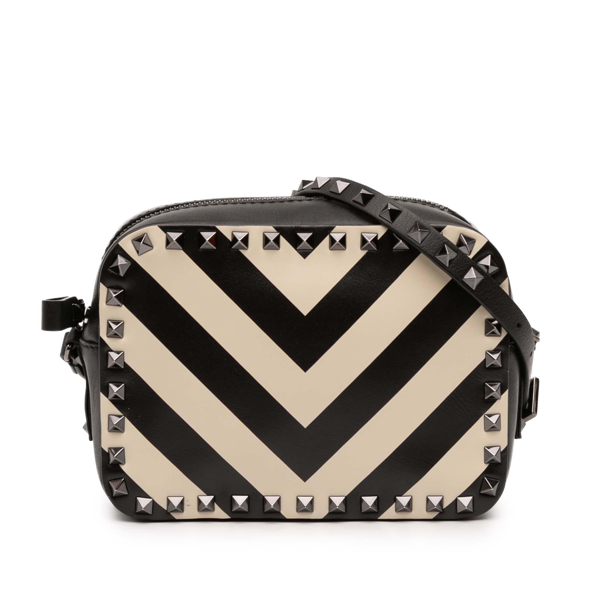 Valentino Leather Chevron Print Rockstud Camera Bag