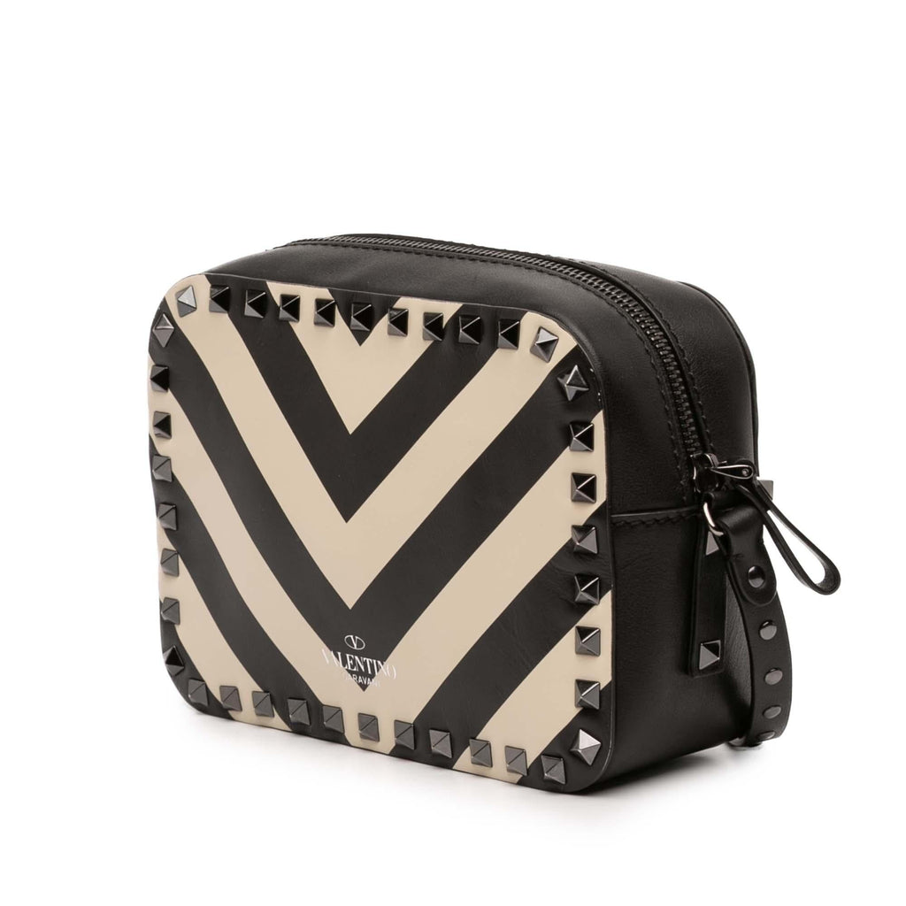 Valentino Leather Chevron Print Rockstud Camera Bag