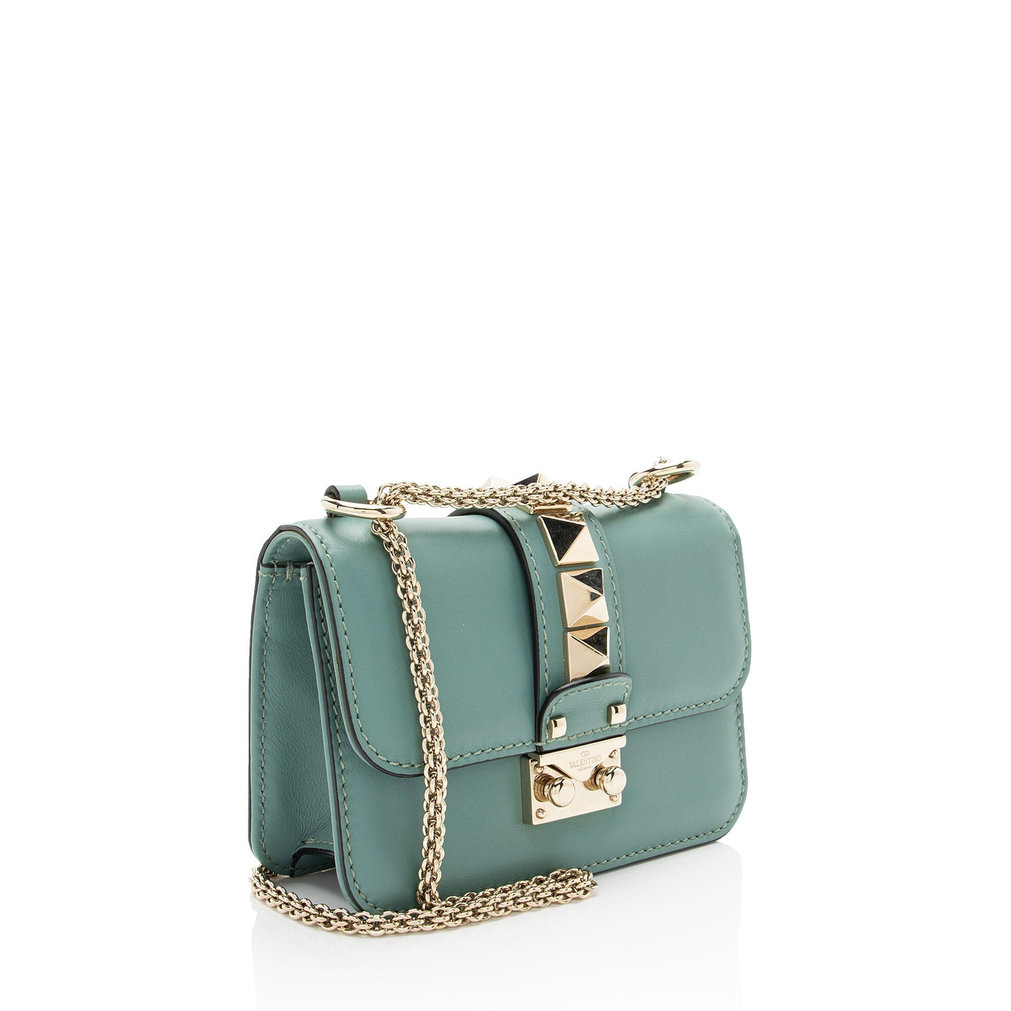 Valentino Leather Glam Lock Mini Shoulder Bag