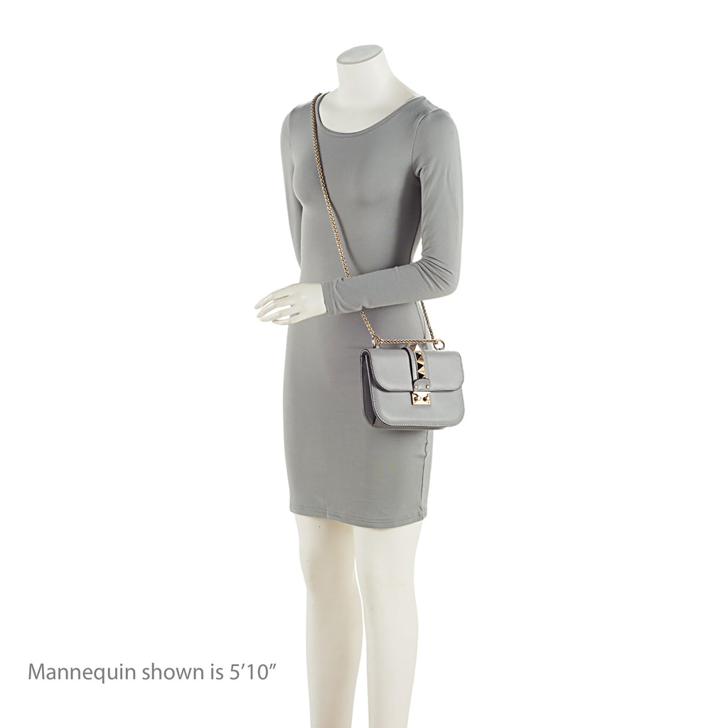 Valentino Calfskin Glam Lock Small Shoulder Bag (SHF-7ggMwP)