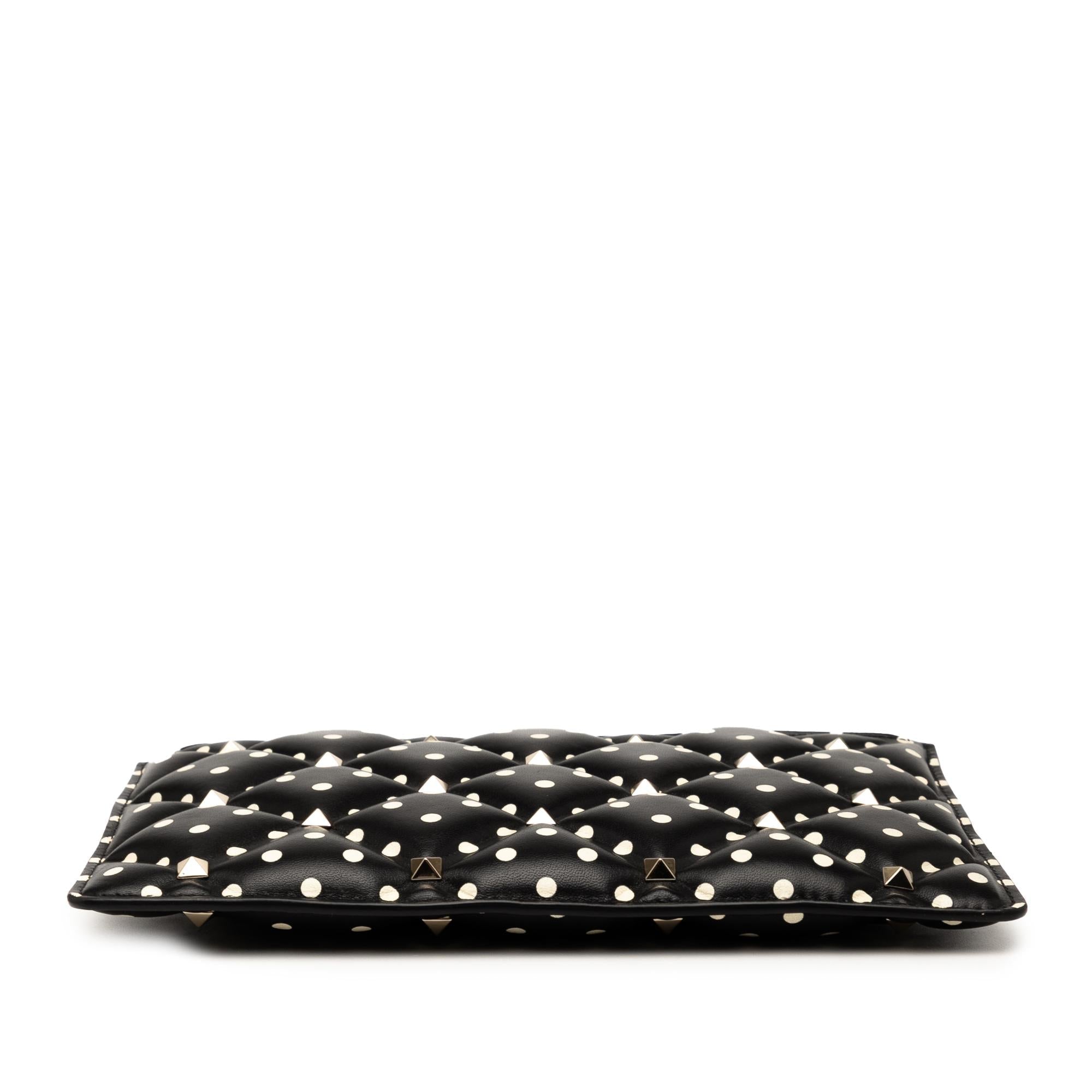 Valentino Leather Polka Dot Rockstud Clutch