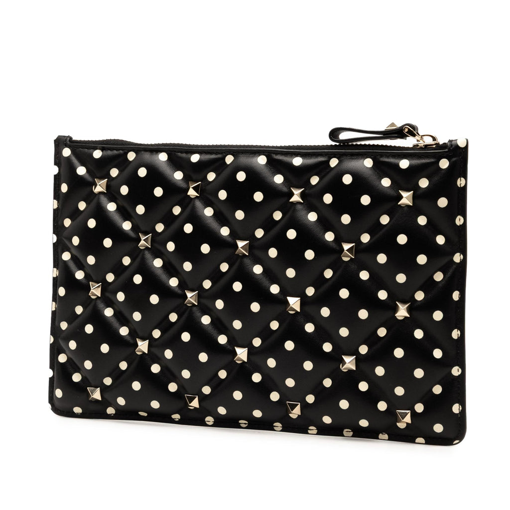 Valentino Leather Polka Dot Rockstud Clutch