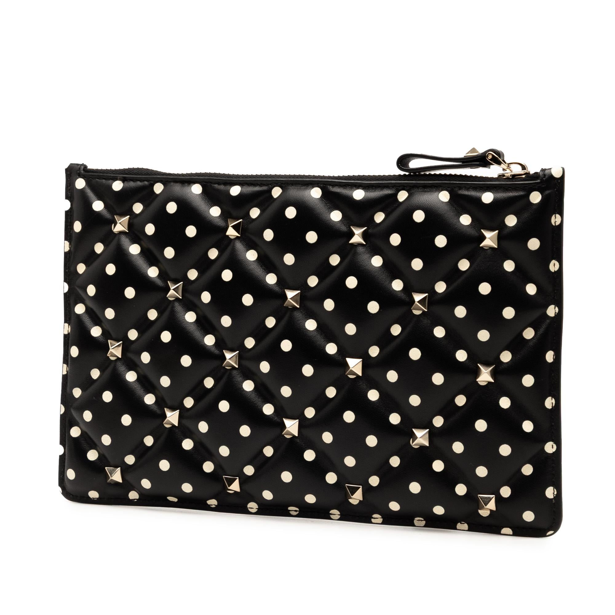 Valentino Leather Polka Dot Rockstud Clutch