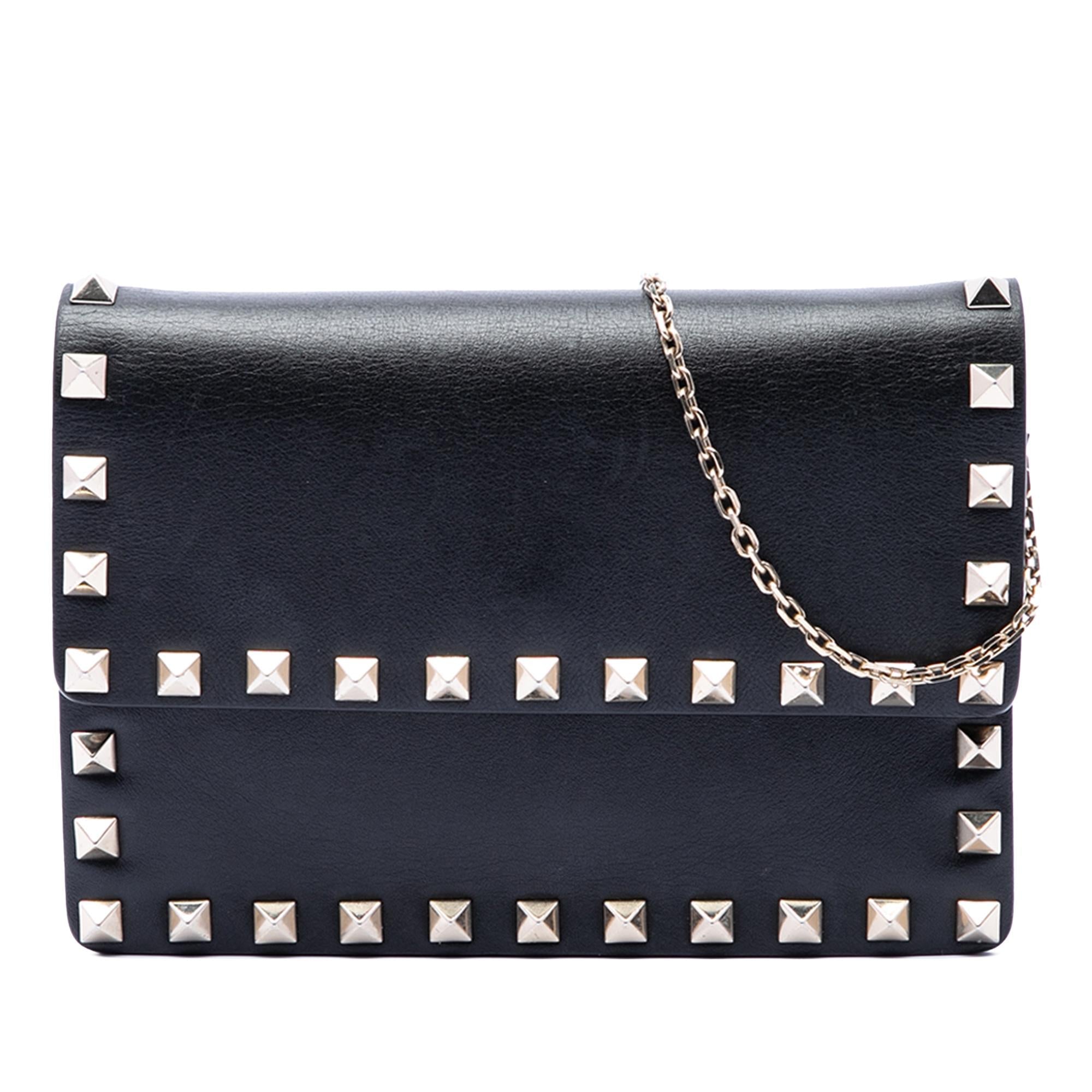 Valentino Leather Rockstud Clutch on Chain