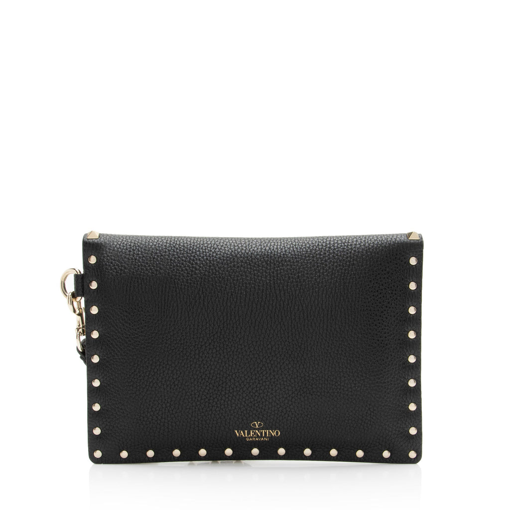 Valentino Leather Rockstud Envelope Flap Small Clutch