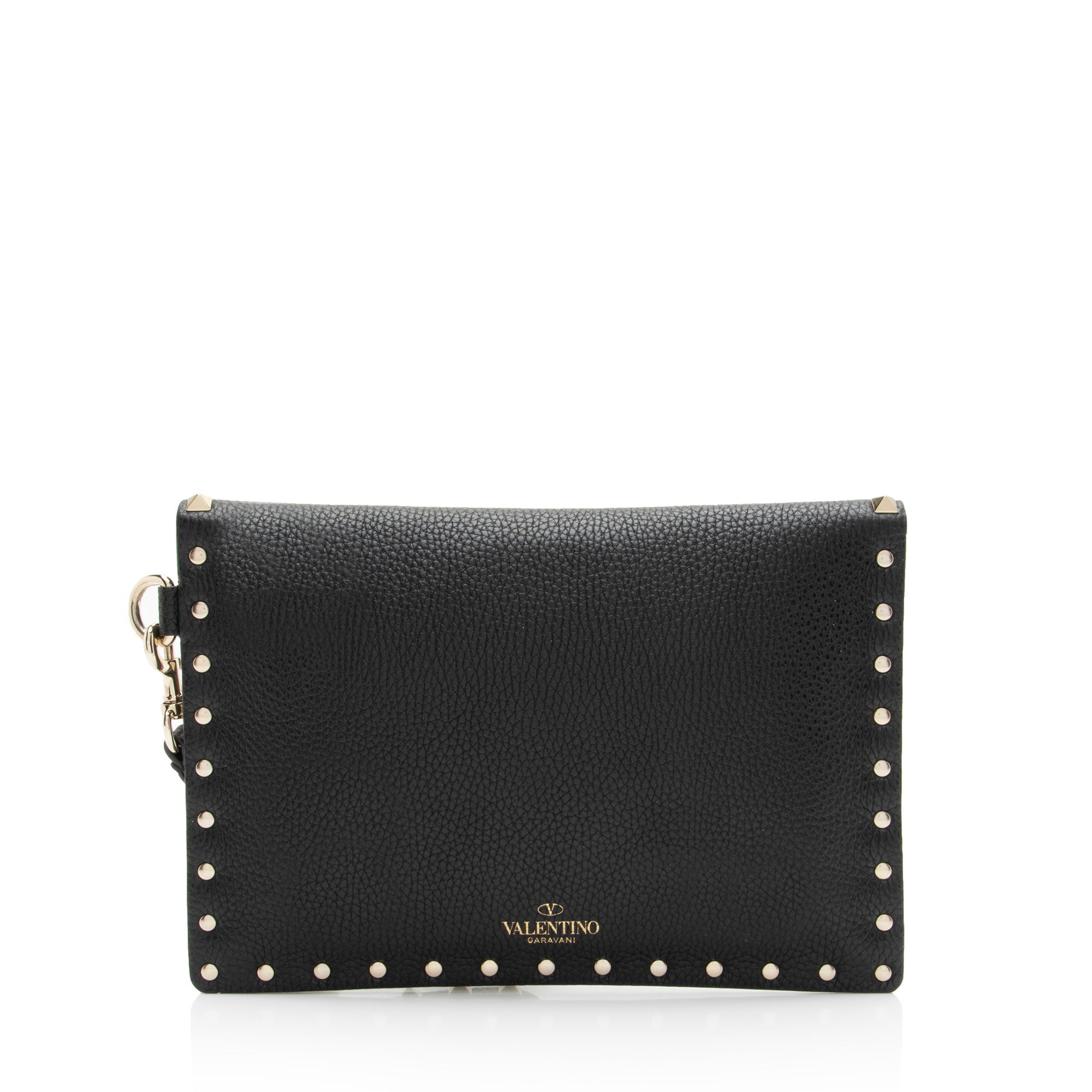 Valentino Leather Rockstud Envelope Flap Small Clutch
