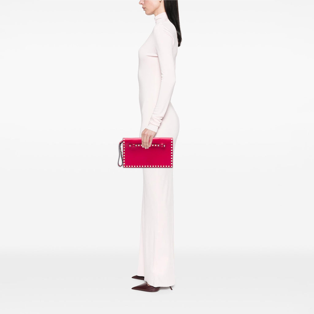 Valentino Leather Rockstud Flap Clutch