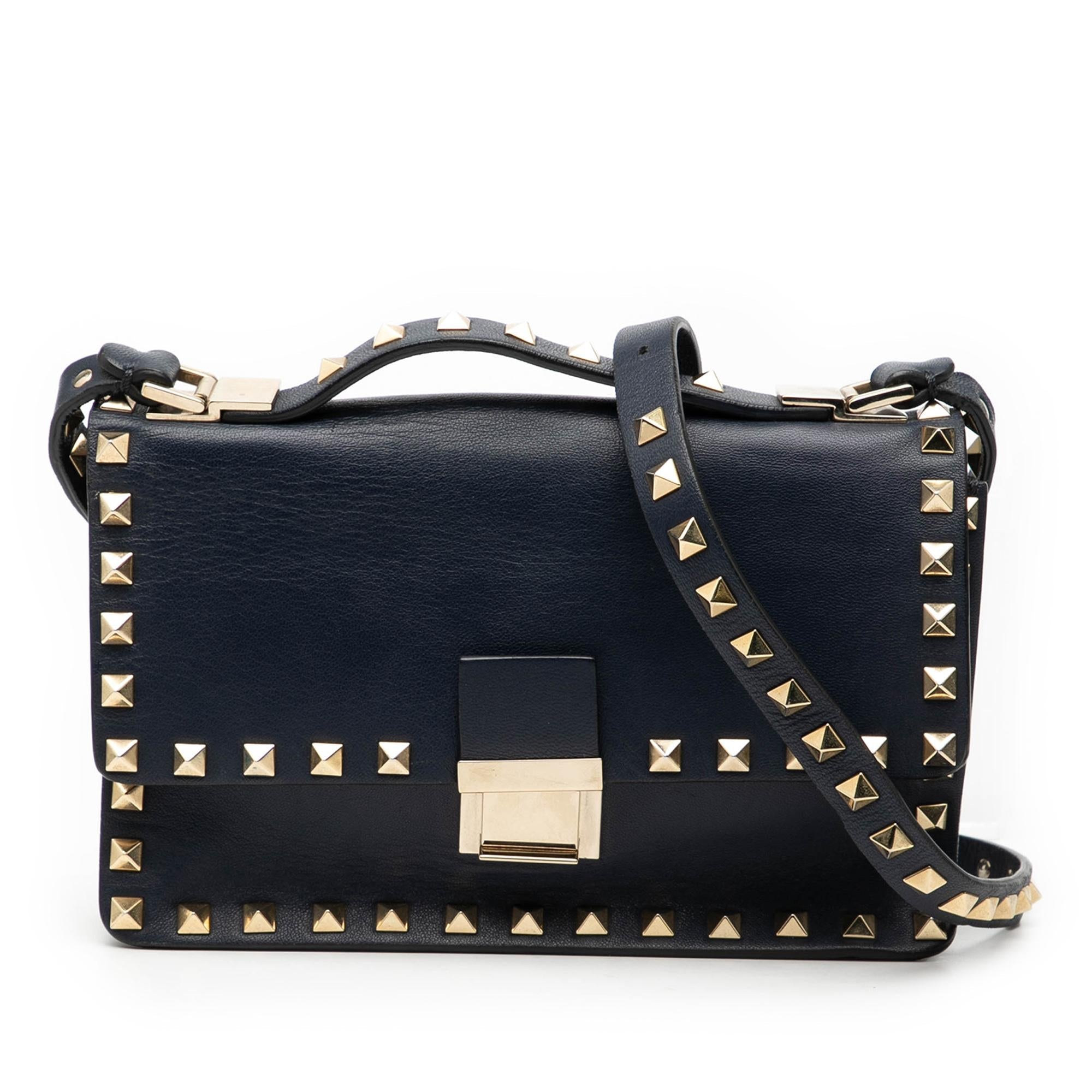 Valentino Leather Rockstud Flap Satchel