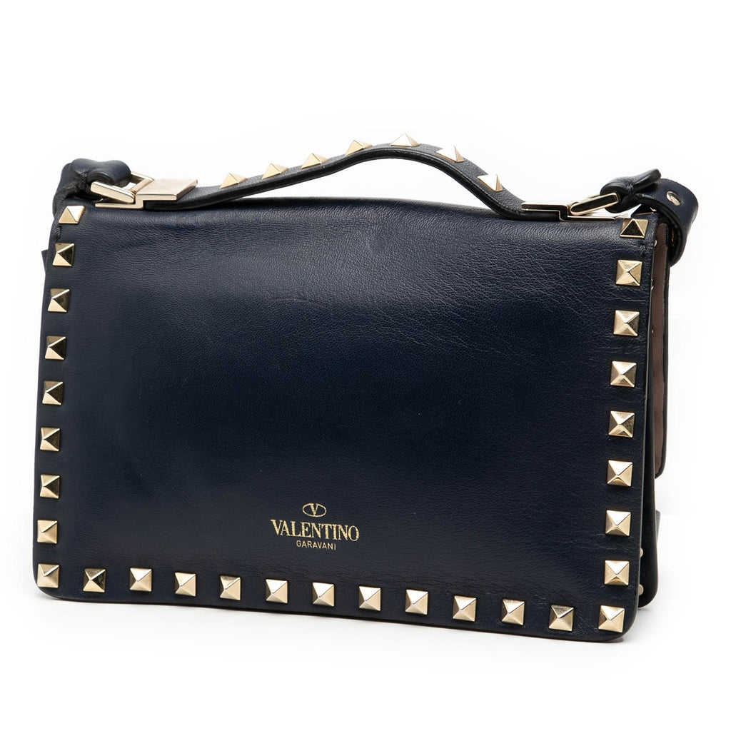 Valentino Leather Rockstud Flap Satchel