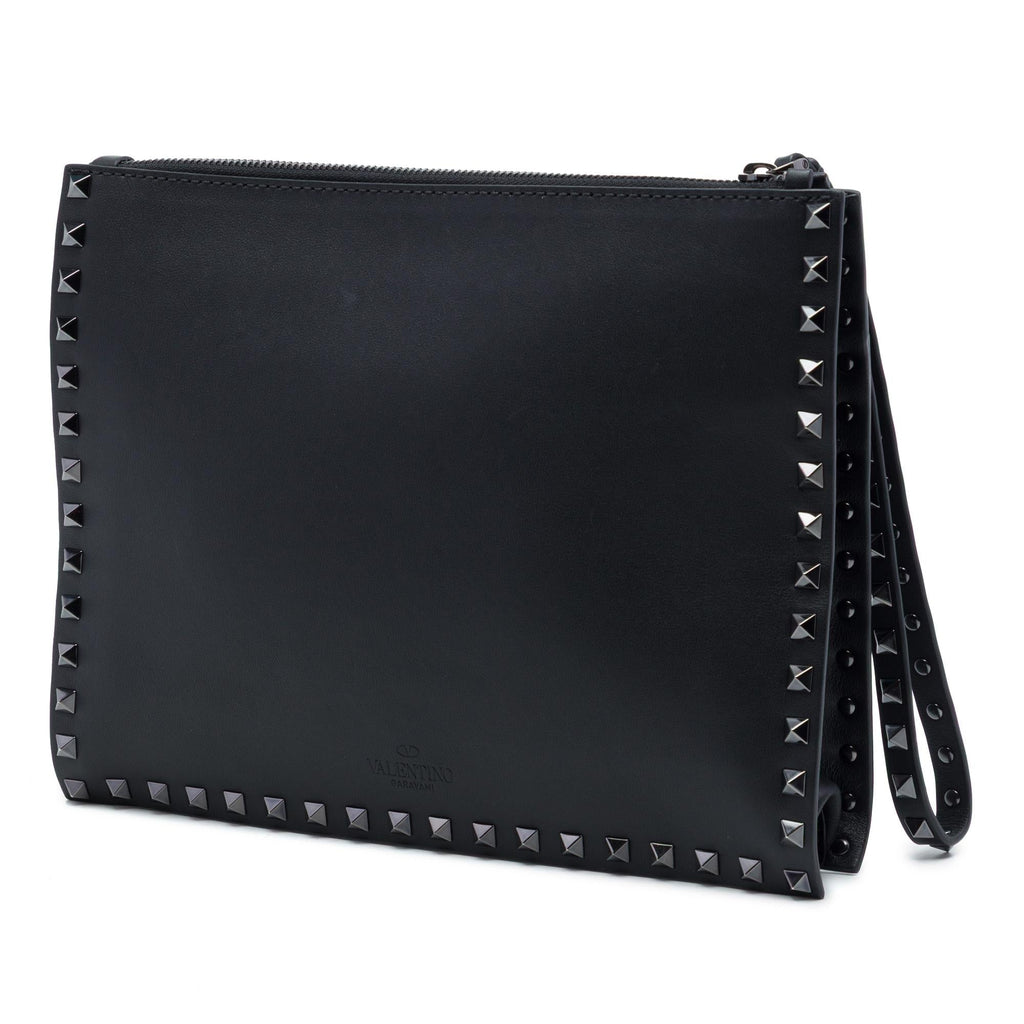 Valentino Leather Rockstud Untitled Wristlet Clutch