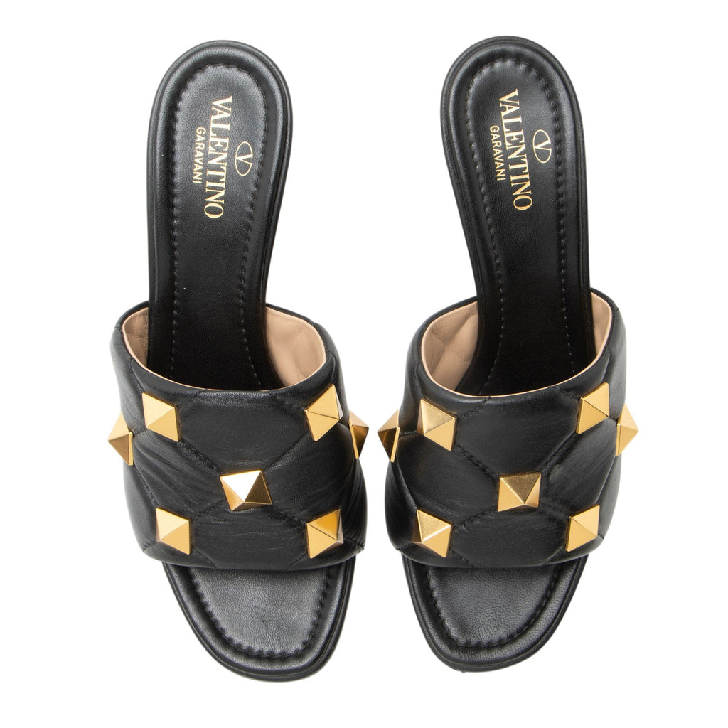 Valentino Leather Roman Stud Mules - Size 8 / 38
