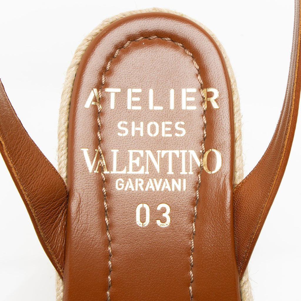 Valentino Leather Rose Atelier 03 Espadrille Wedges - Size 8.5 / 38.5