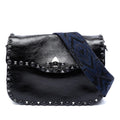 Valentino Medium Craquele Calfskin Guitar Strap Rockstud Rolling Flap Crossbody