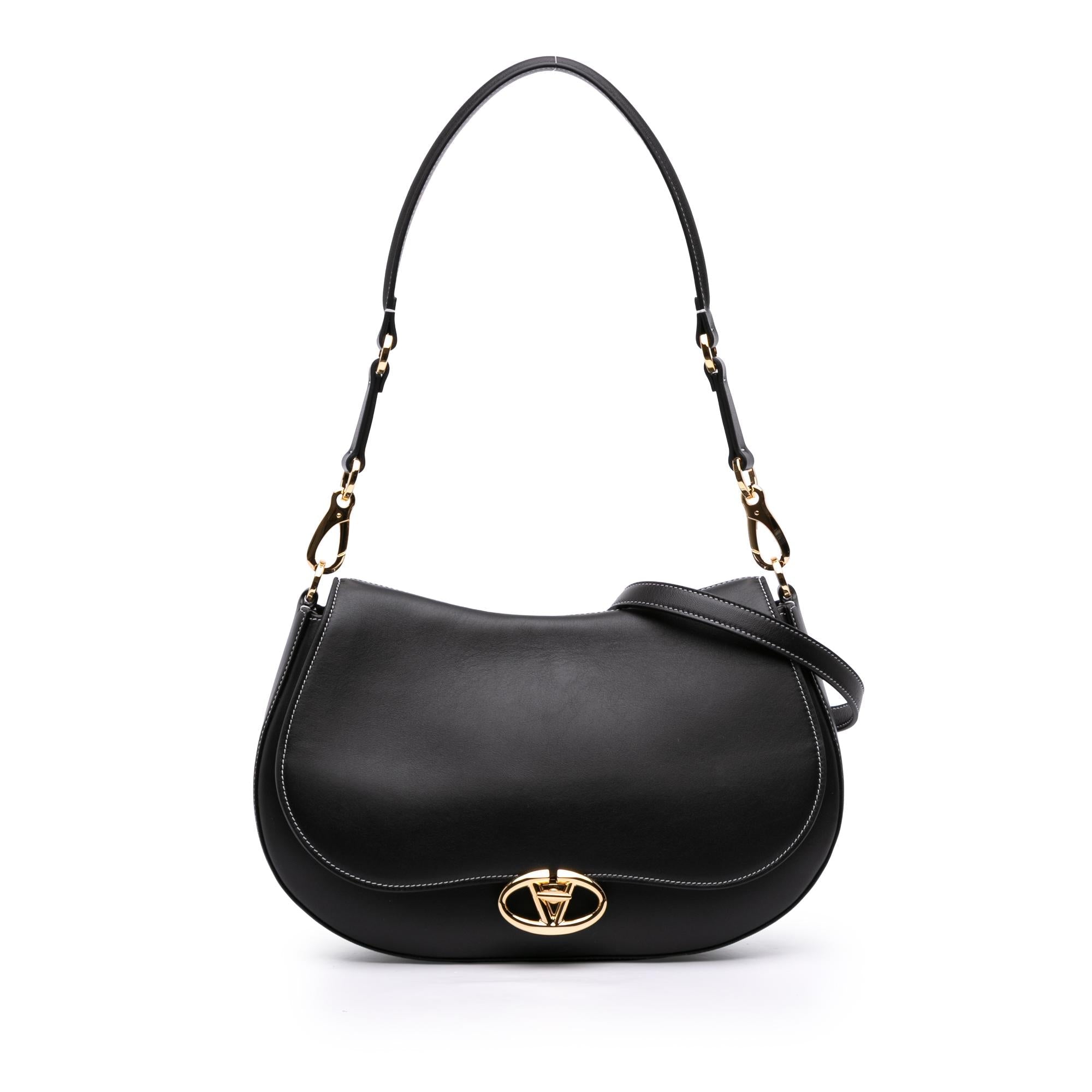 Valentino Medium Leather Ohval Flap Bag