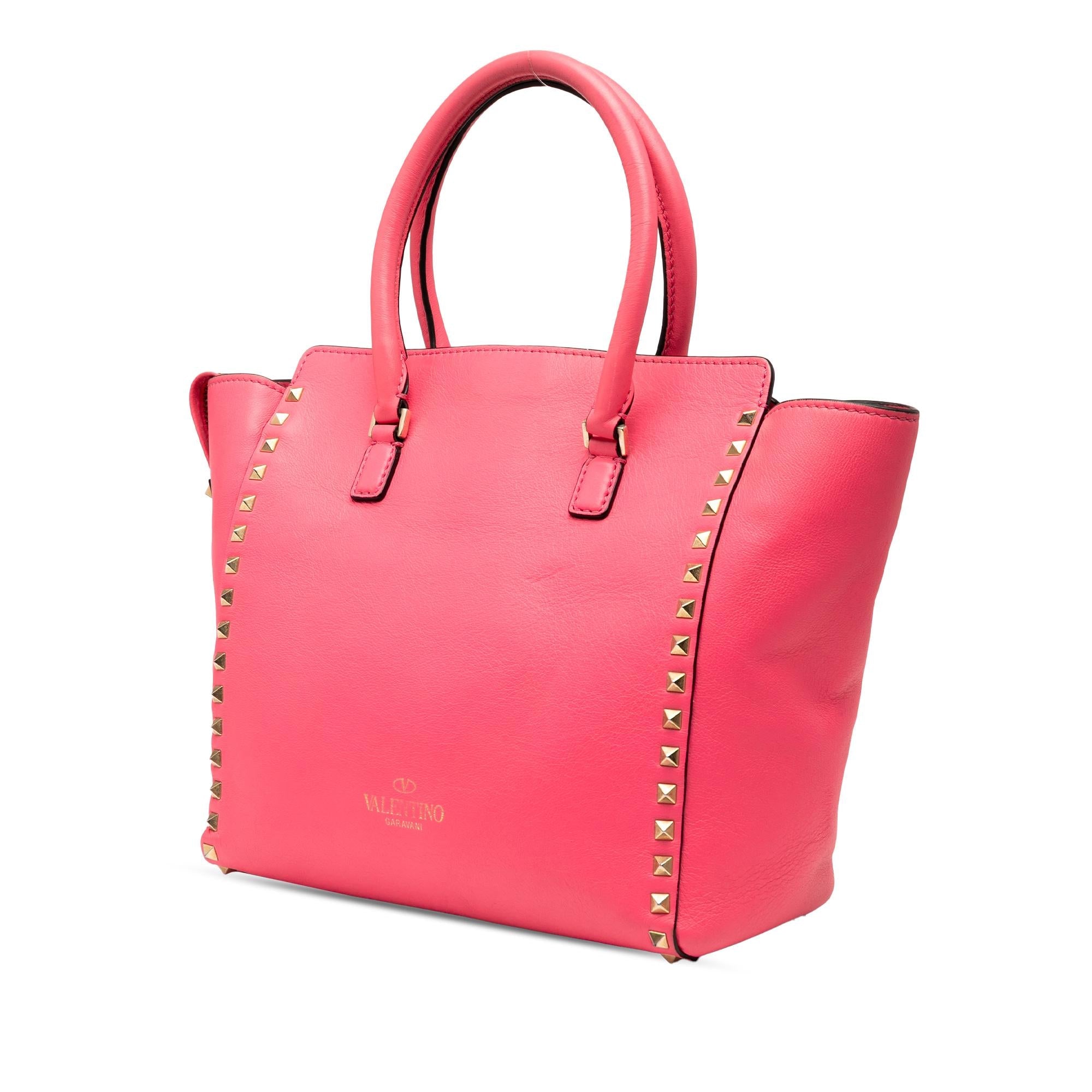 Valentino Medium Leather Rockstud Double Handle Tote