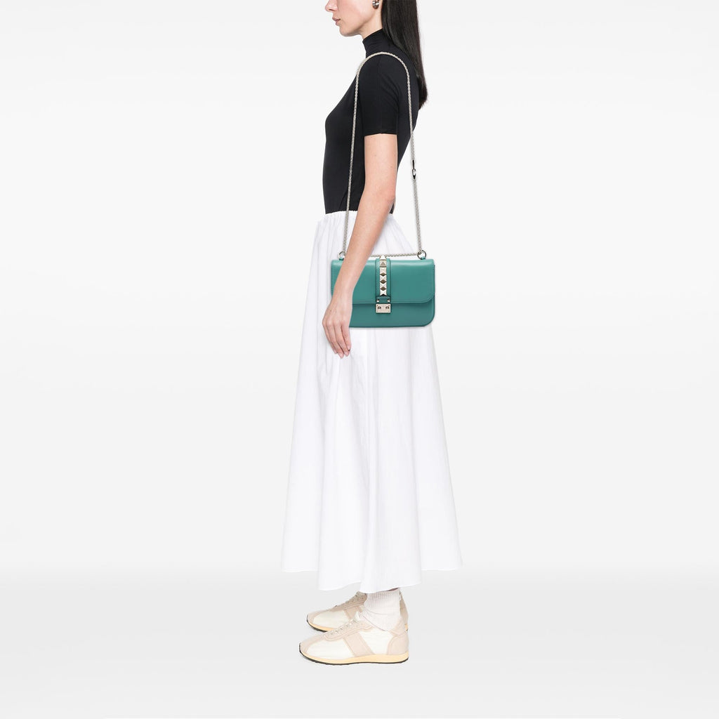 Valentino Medium Leather Rockstud Glam Lock Crossbody