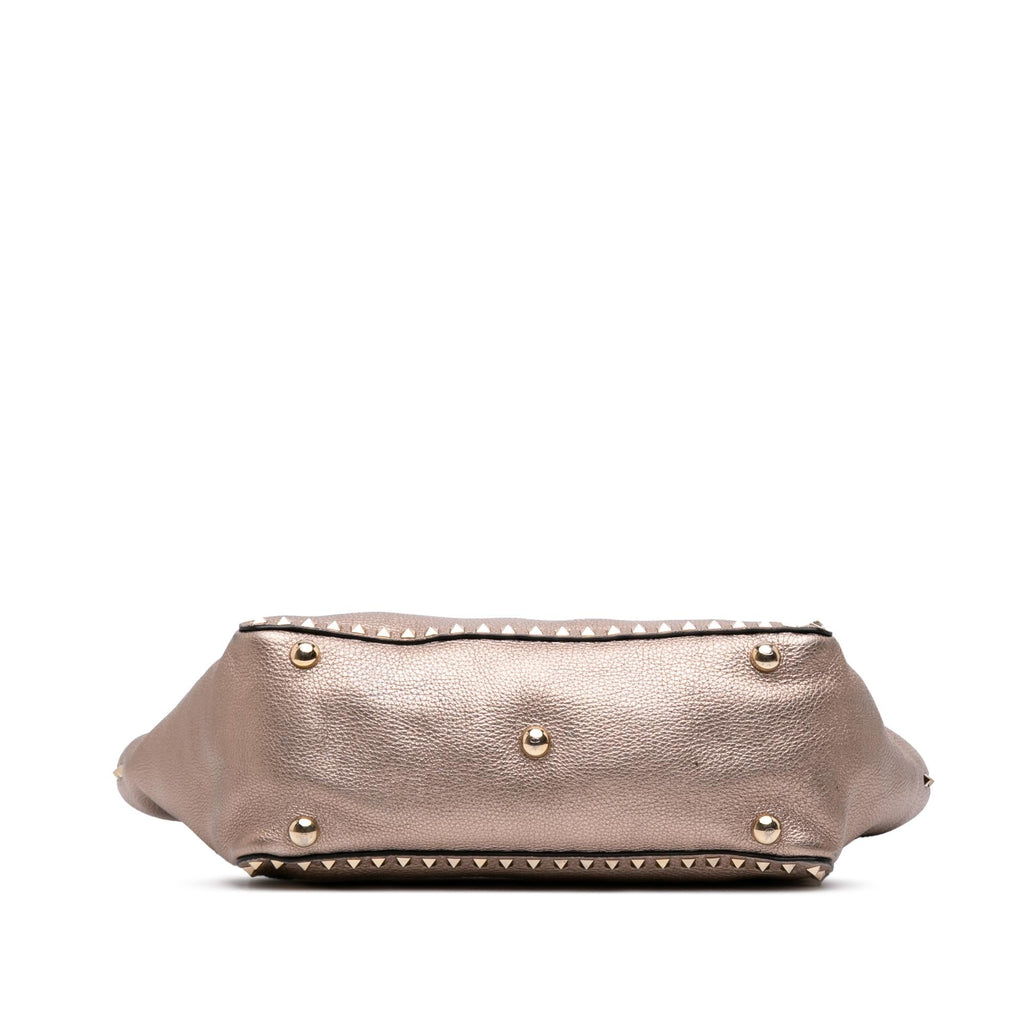 Valentino Medium Metallic Leather Rockstud Trapeze Satchel