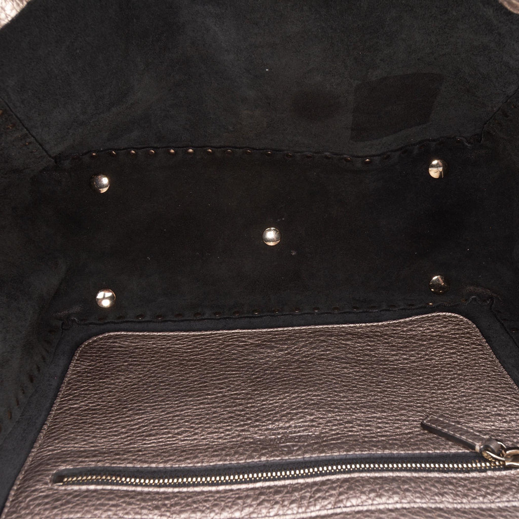 Valentino Medium Metallic Leather Rockstud Trapeze Satchel