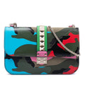 Valentino Medium Nappa and Canvas Camouflage Rockstud Glam Lock Crossbody
