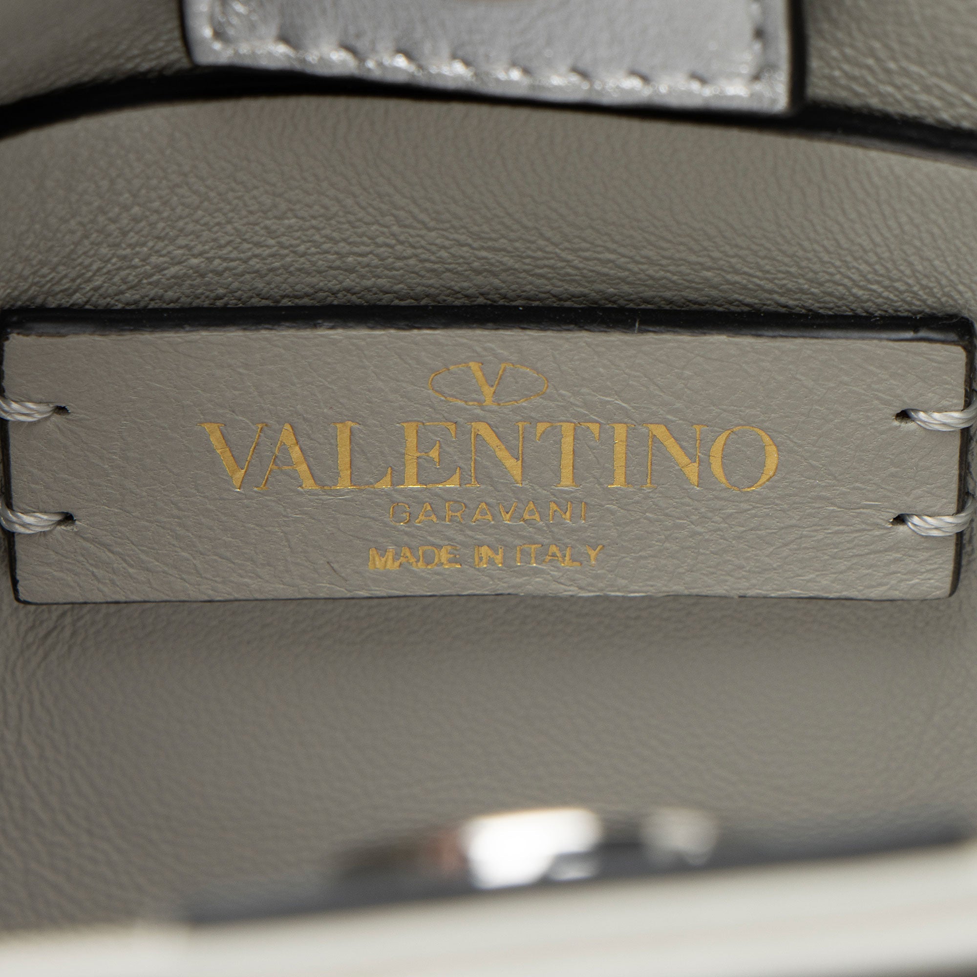 Valentino Metallic Calfskin Roman Stud The Handle Small Top Handle