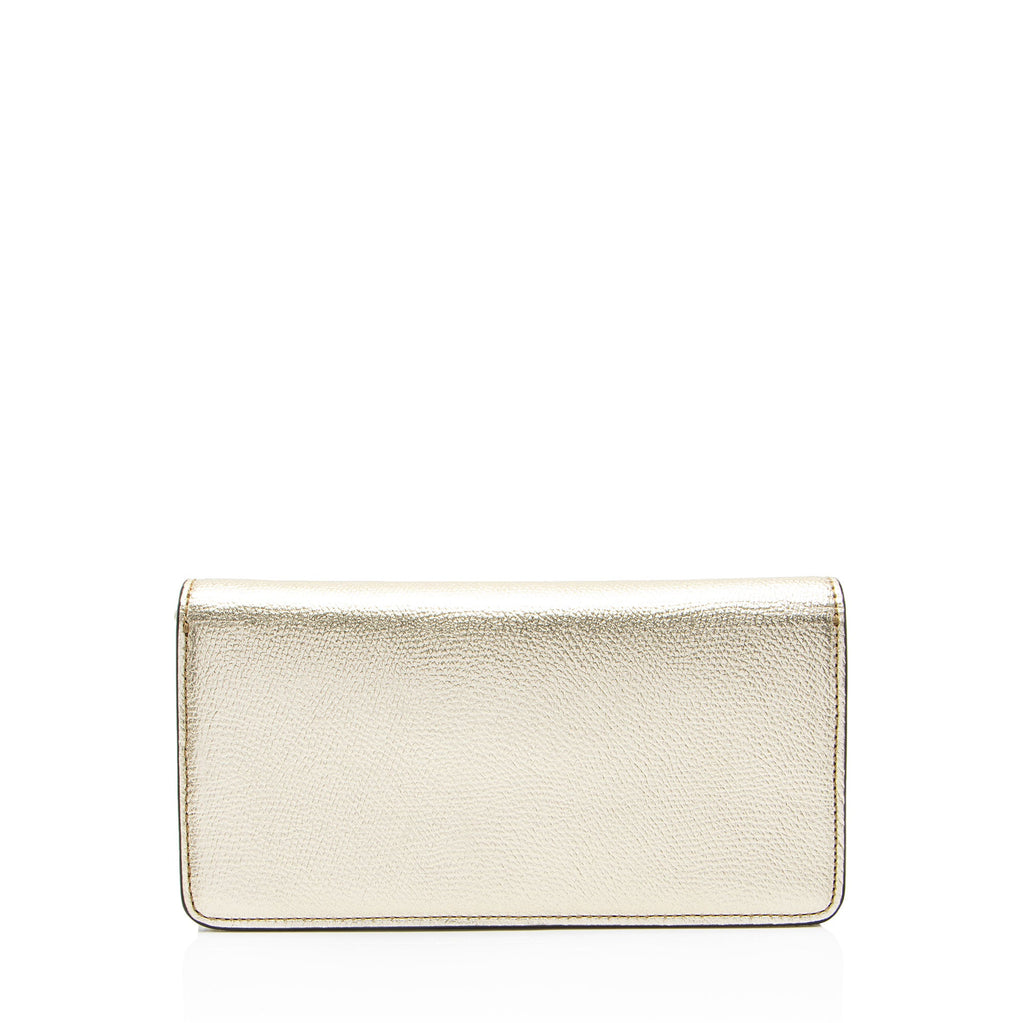 Valentino Metallic Grainy Calfskin VLogo Wallet on Chain
