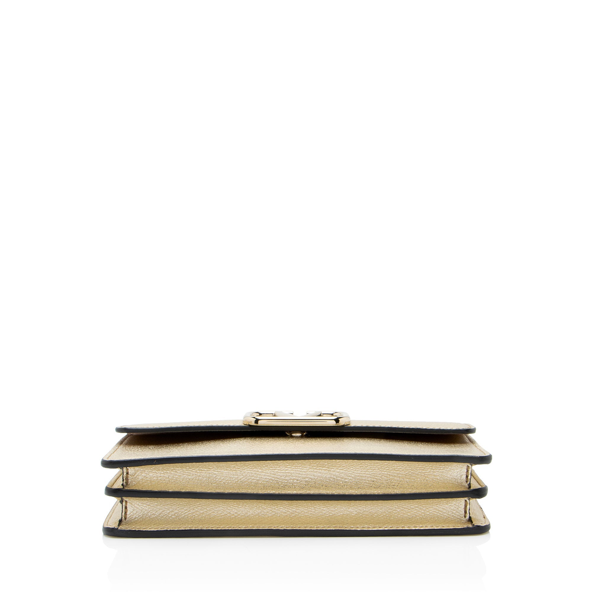 Valentino Metallic Grainy Calfskin VLogo Wallet on Chain