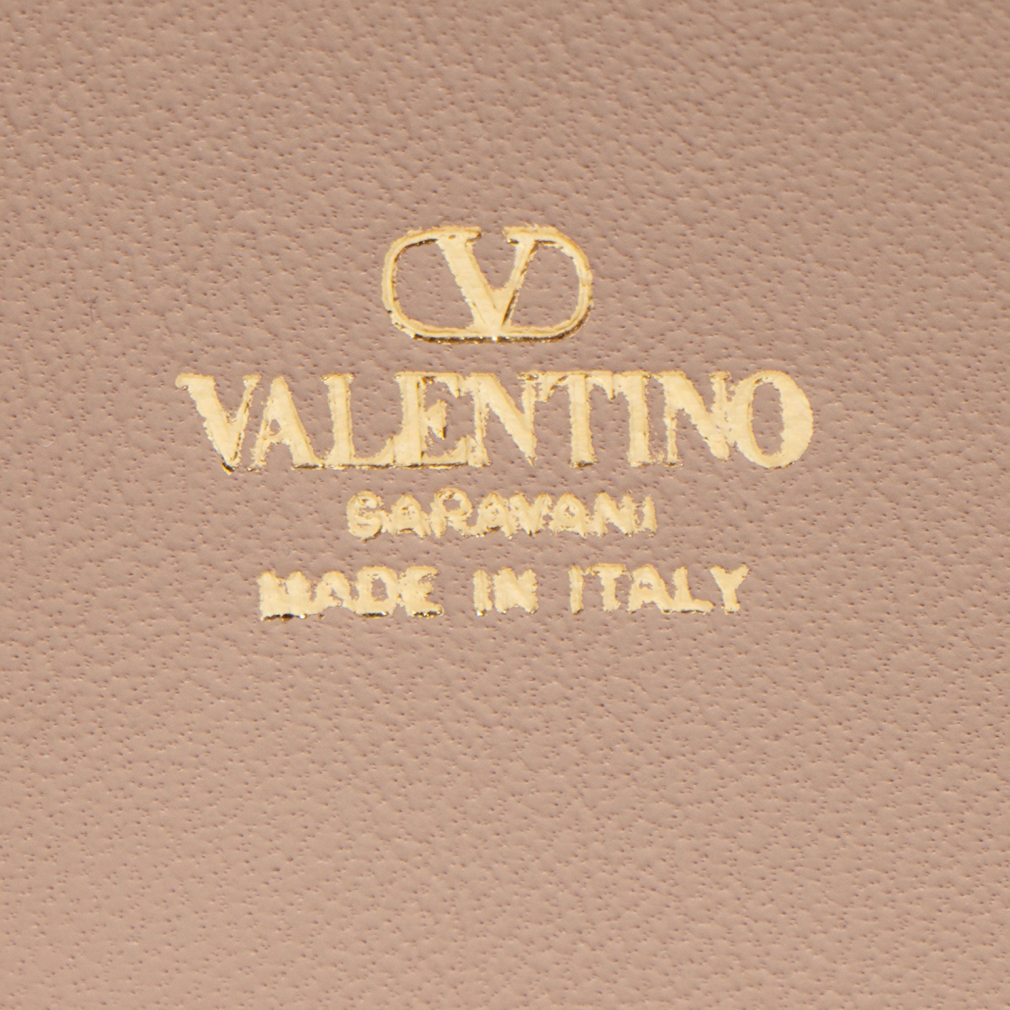Valentino Metallic Grainy Calfskin VLogo Wallet on Chain
