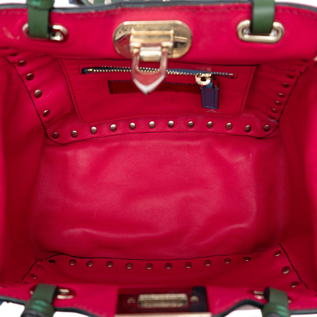 Valentino Mini Leather Colorblock Rockstud Trapeze Satchel