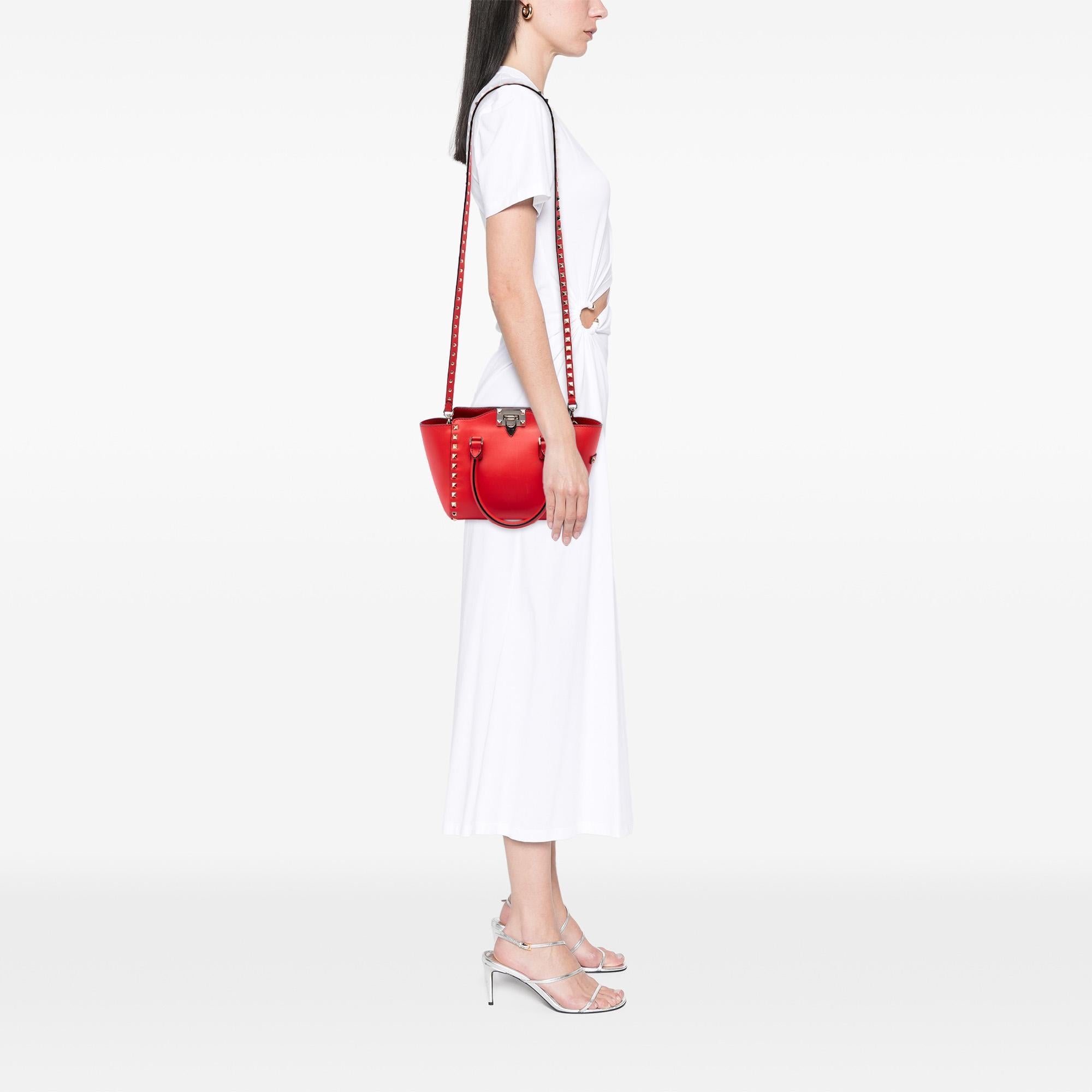 Valentino Mini Leather Rockstud Double Handle Tote
