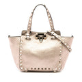 Valentino Mini Metallic Pebbled Calfskin Rockstud Trapeze Satchel