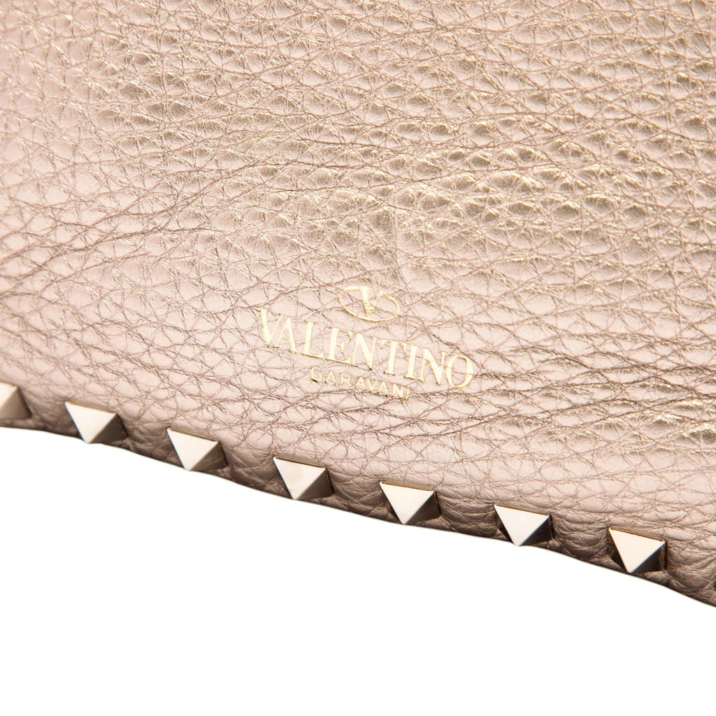 Valentino Mini Metallic Pebbled Calfskin Rockstud Trapeze Satchel